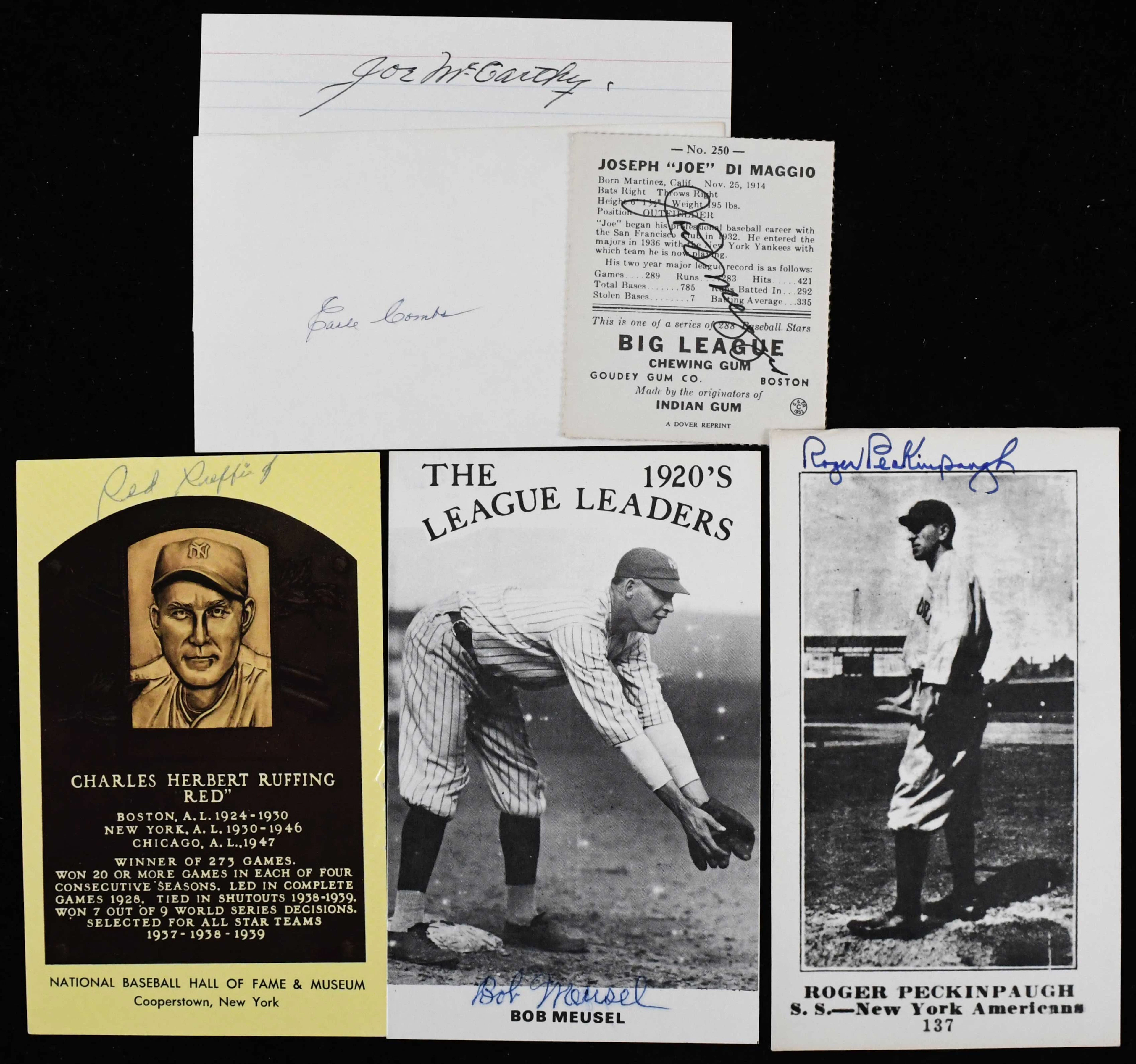 "Lot of (10) New York Yankees HOFer and star autographs...