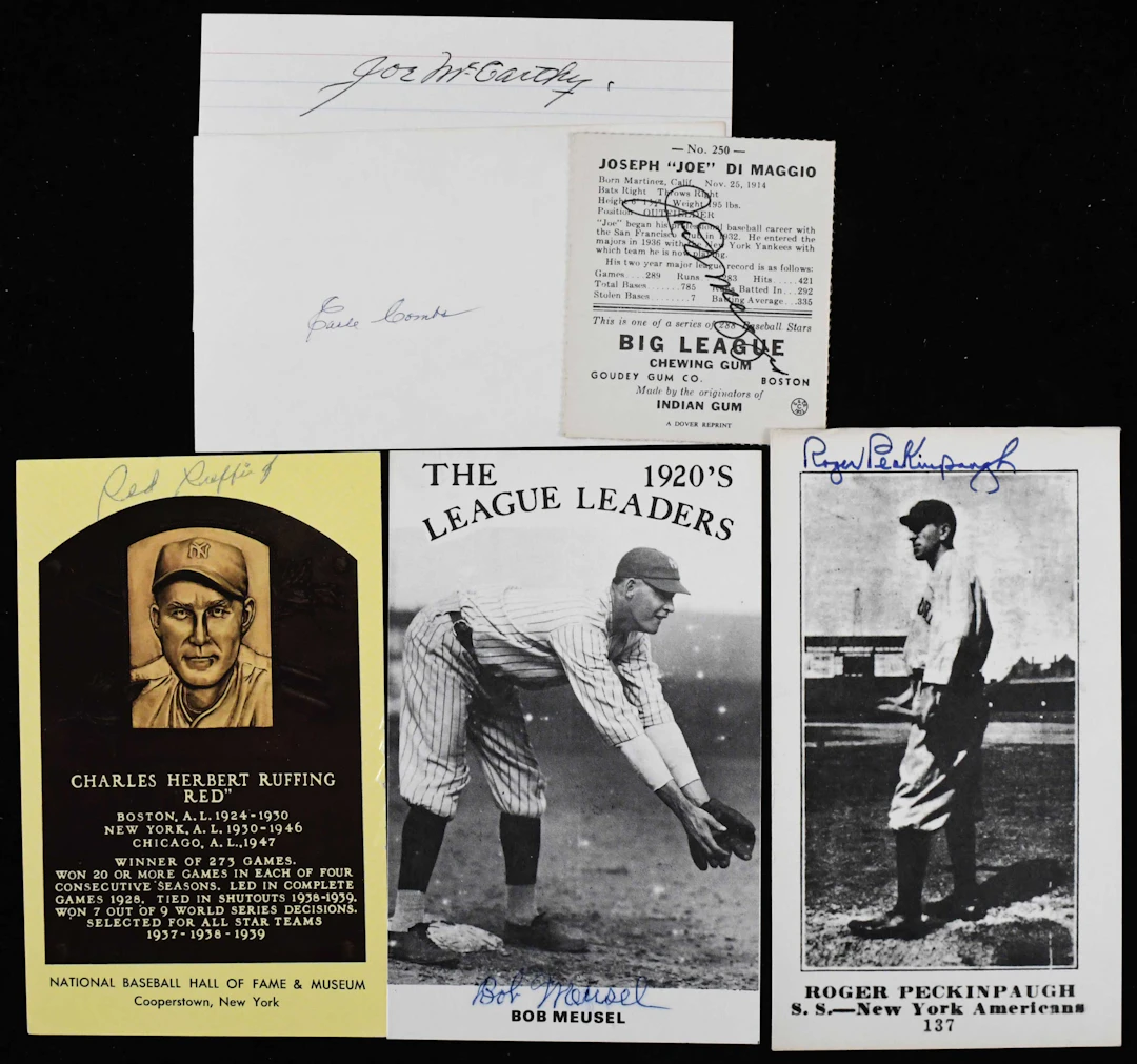 "Lot of (10) New York Yankees HOFer and star autographs...