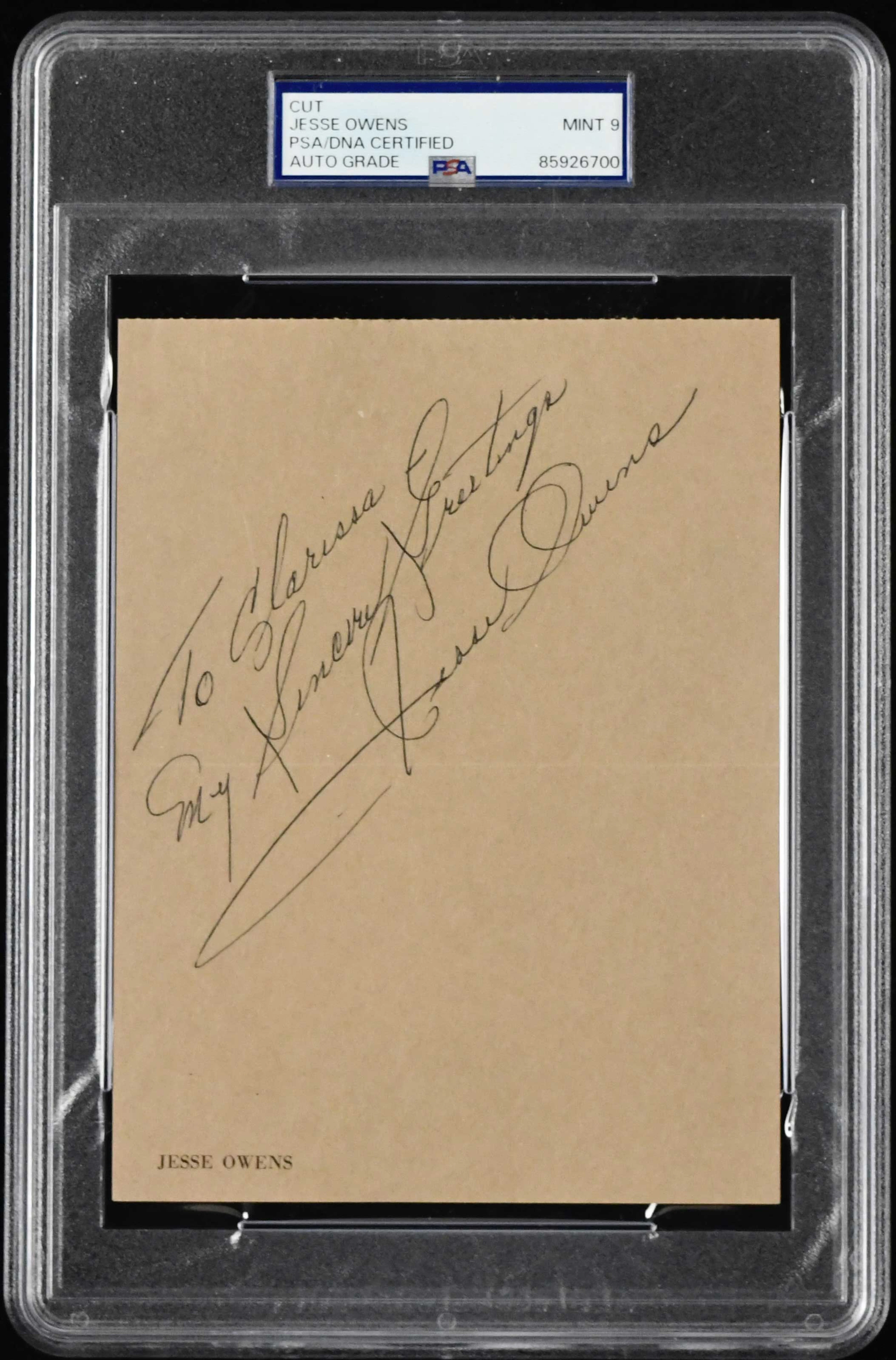 Jesse Owens autograph on his personal stationary (PSA/DNA...