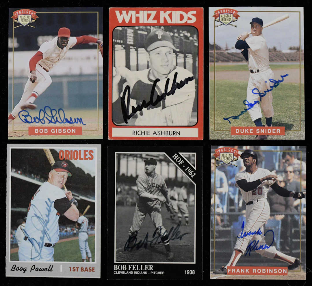 "Lot of (19) autographed cards with HOFers