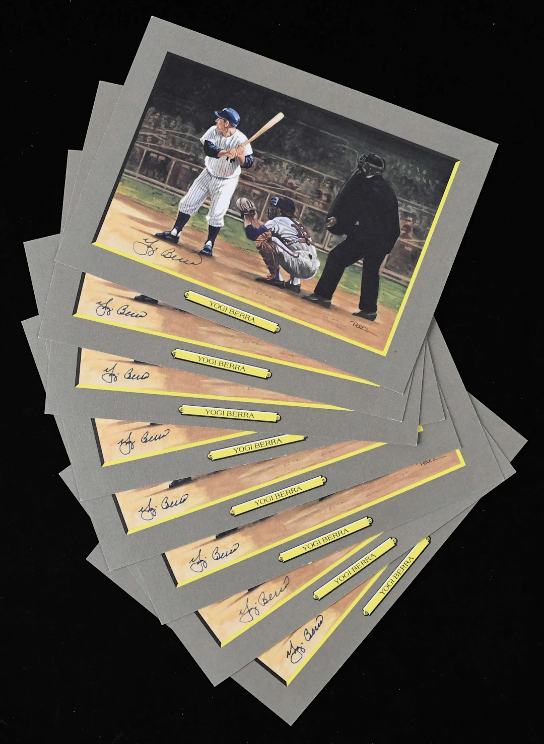 Lot of (8) Yogi Berra autographed Perez-Steele Great...