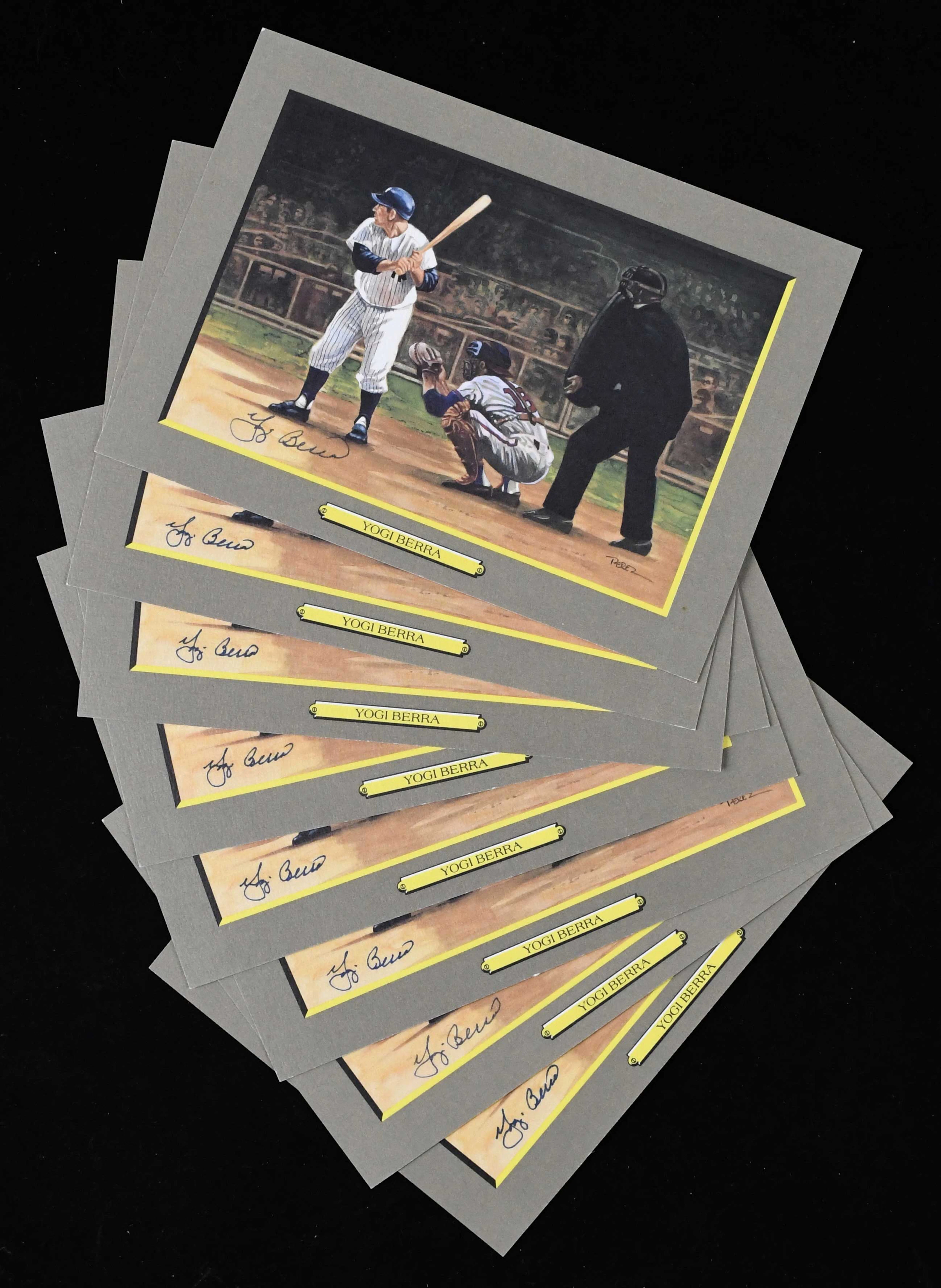 Lot of (8) Yogi Berra autographed Perez-Steele Great...