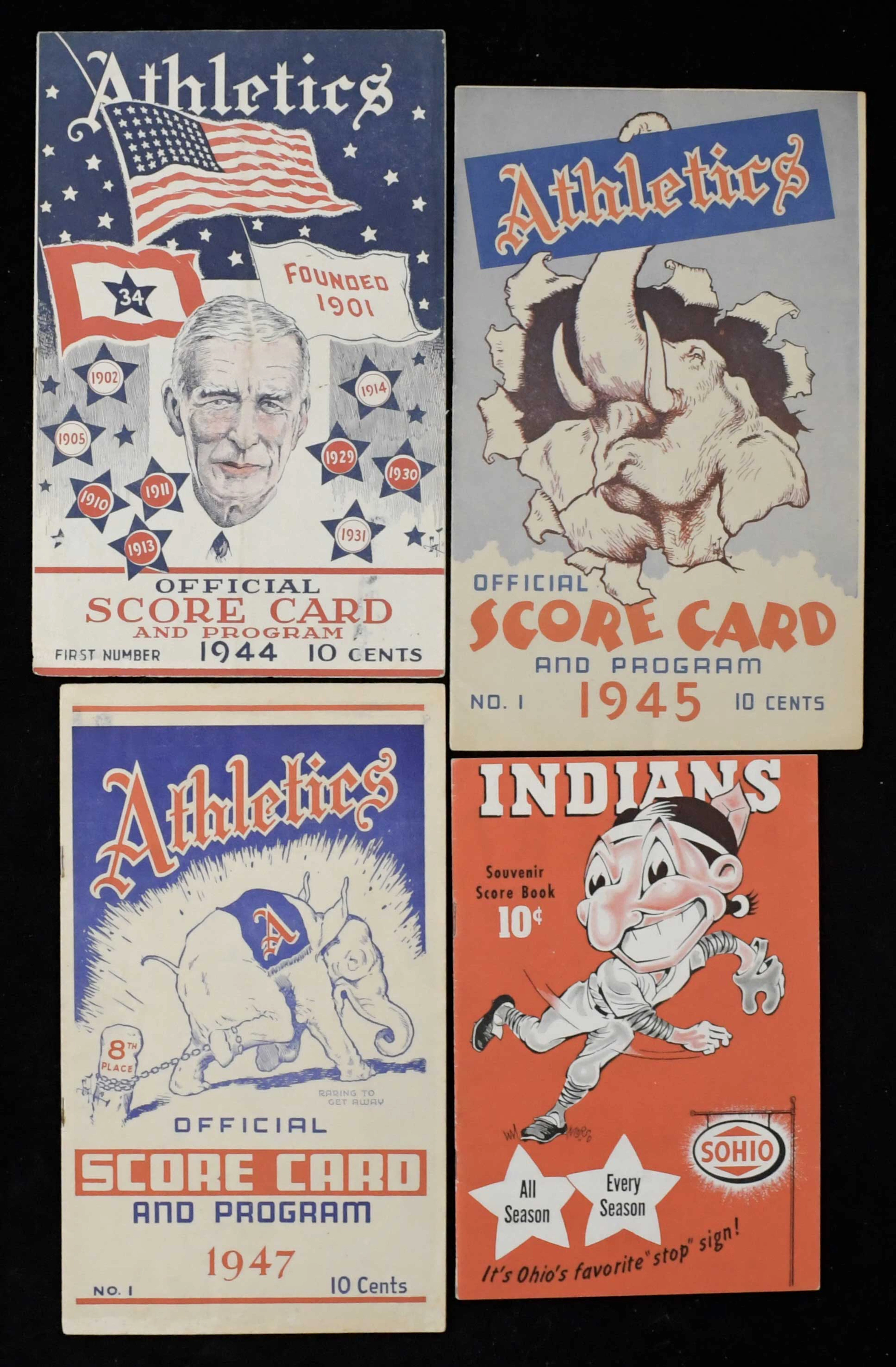 "Lot of (4) baseball programs from 1944-1947 (VG-NM)