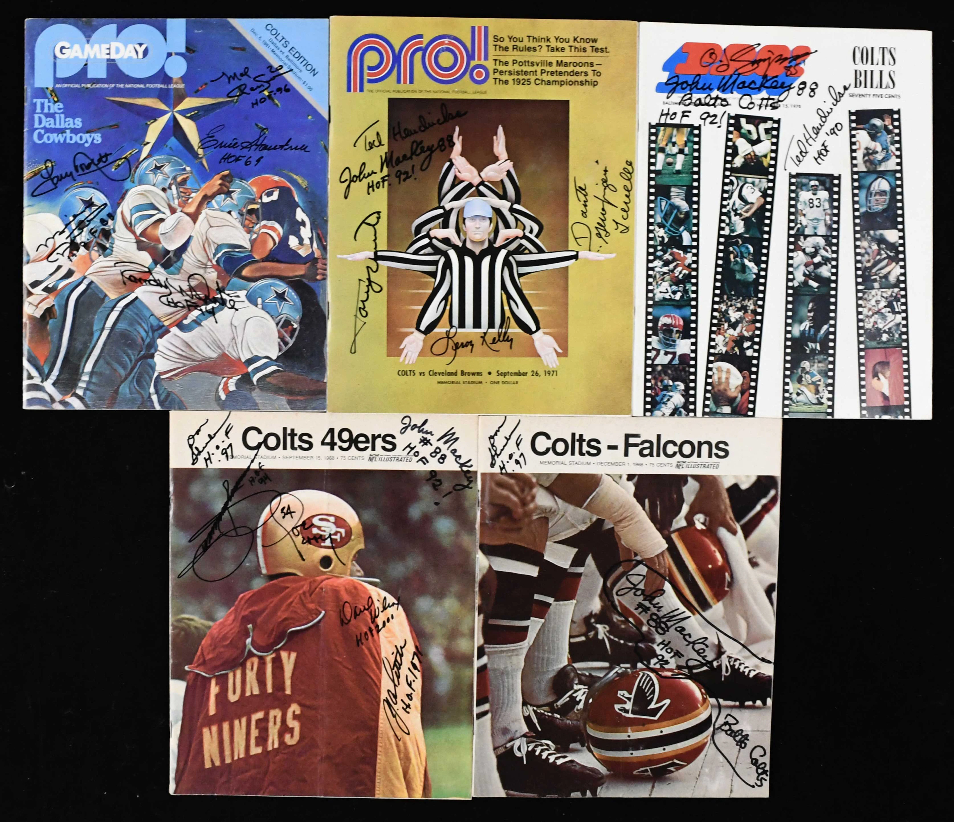 "Lot of (5) multi-signed FB programs & publications with HOFers