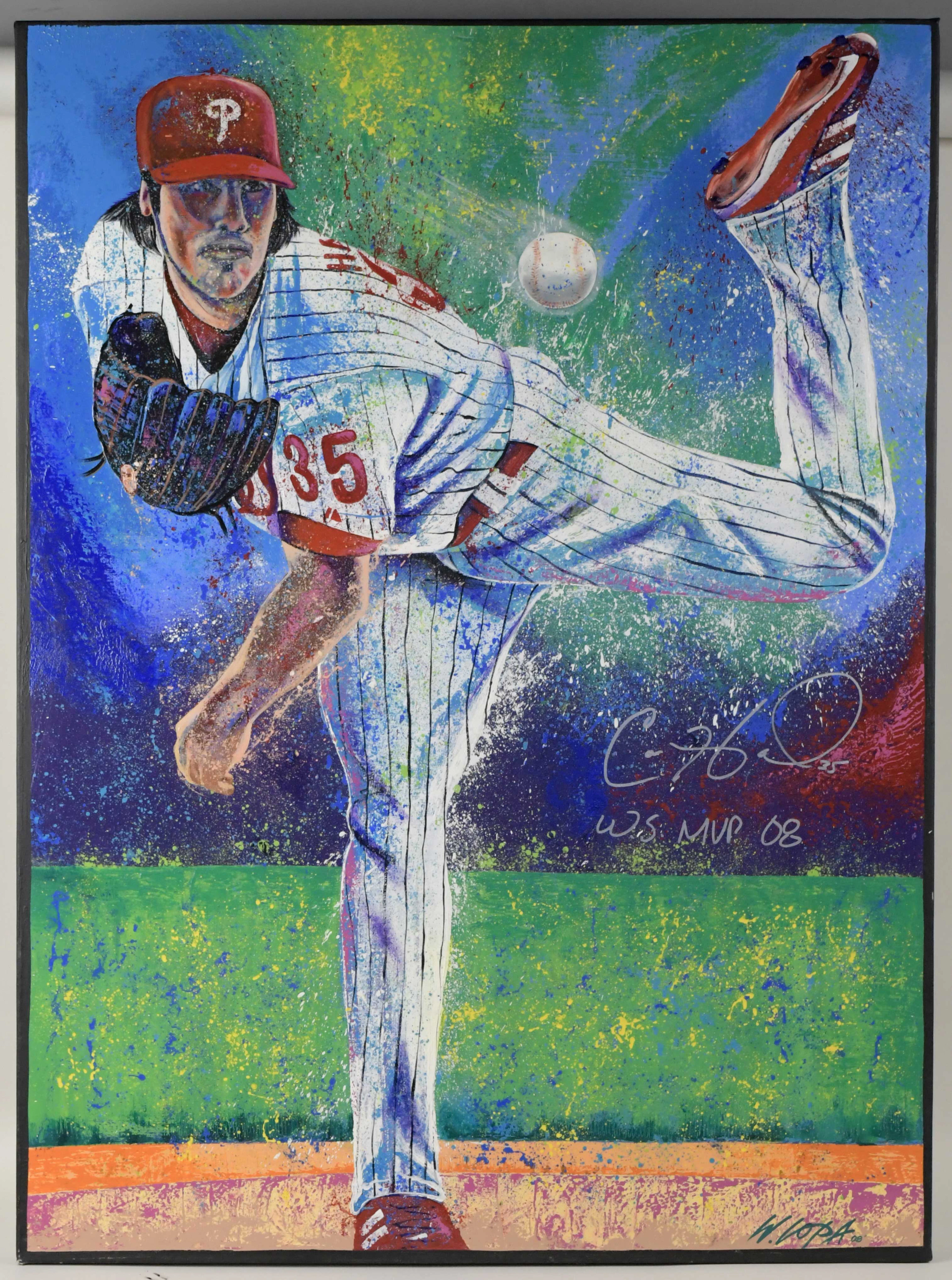 "Cole Hamels autographed in ""WS MVP"" inscribed original...