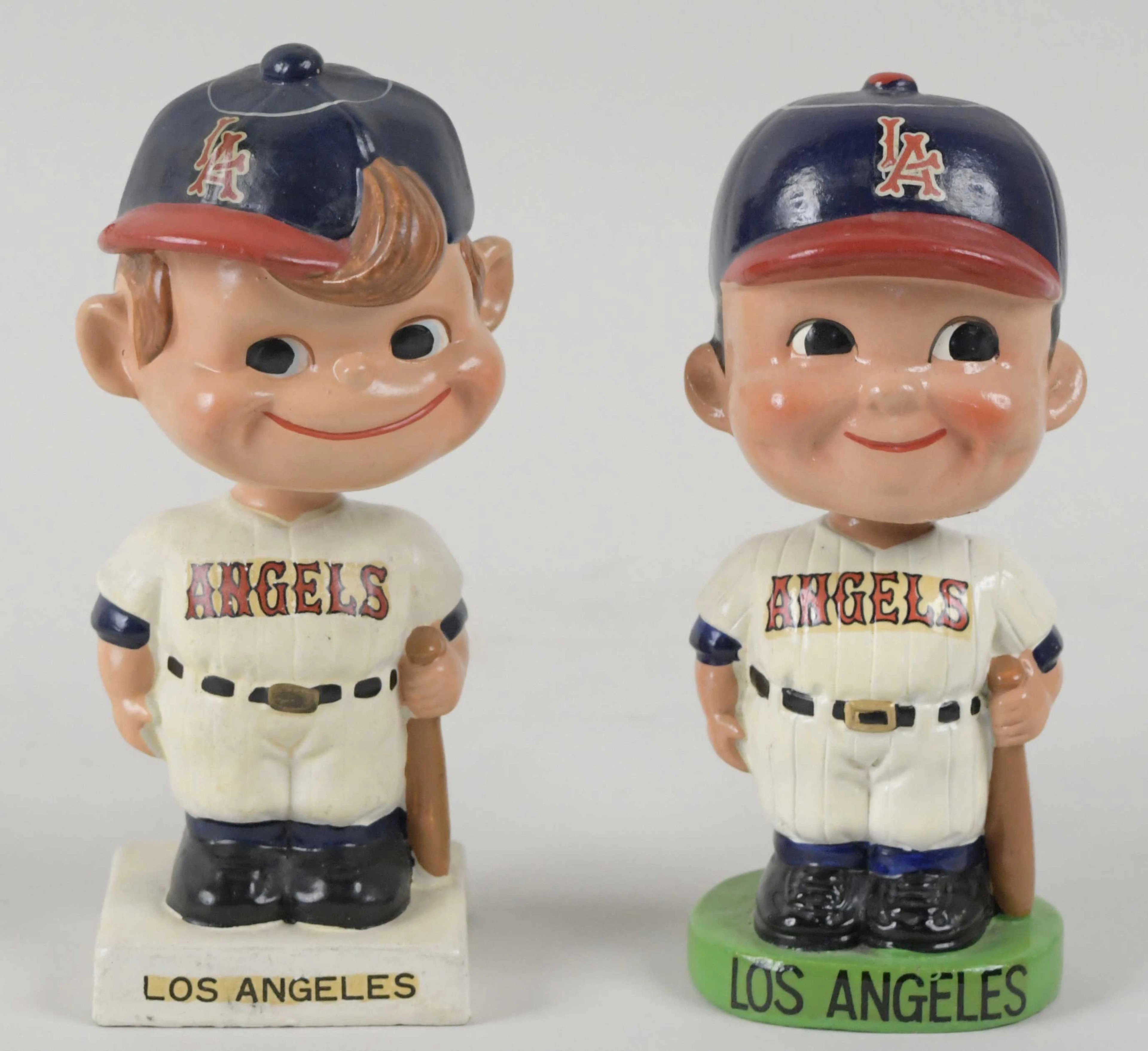 "Los Angeles Angels vintage white and green base nodders (VG/EX-EX/MT)