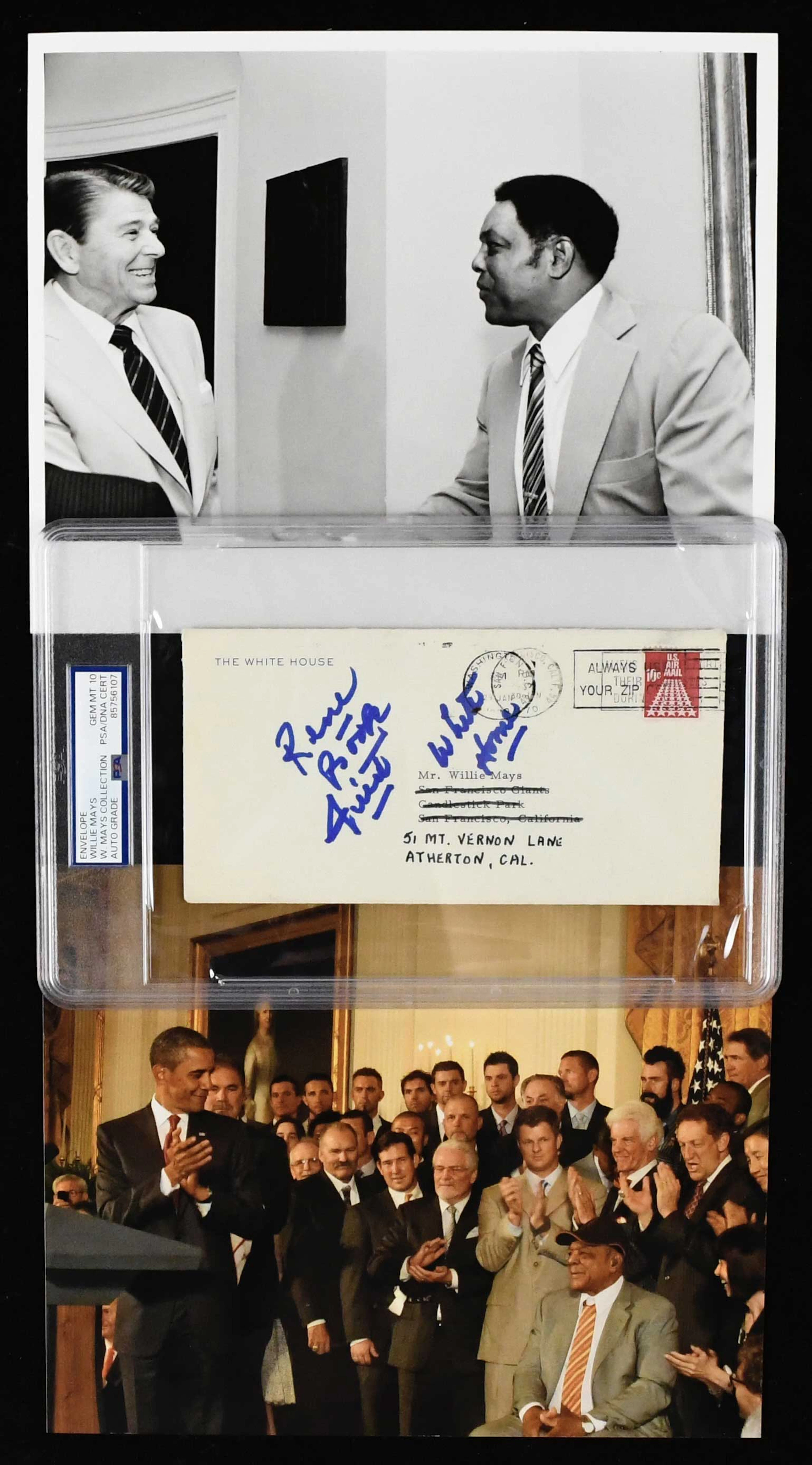 "Willie Mays autographed White House mailing envelope...