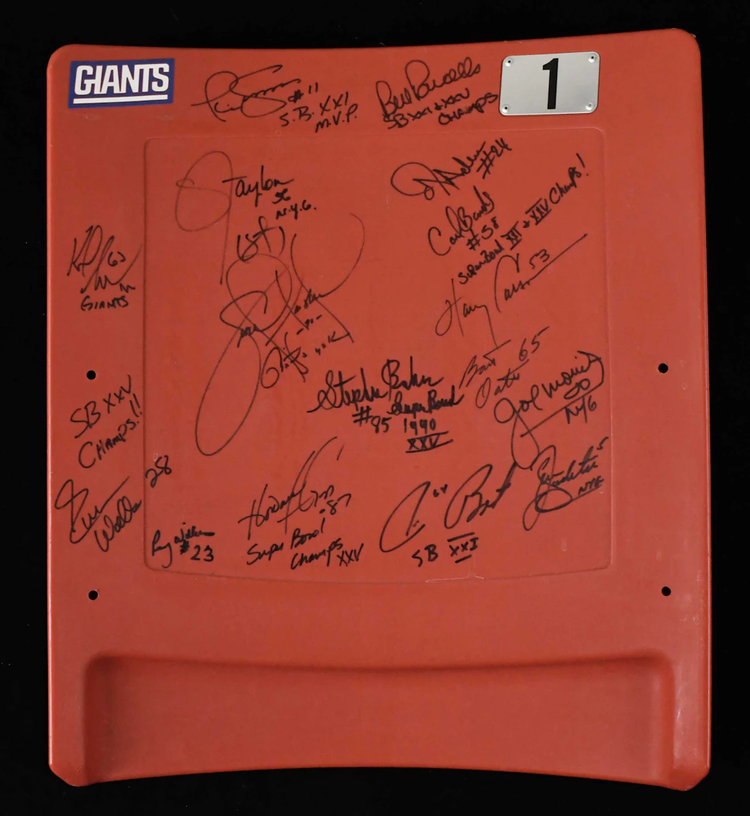 "Giants Stadium seatback signed by (16)