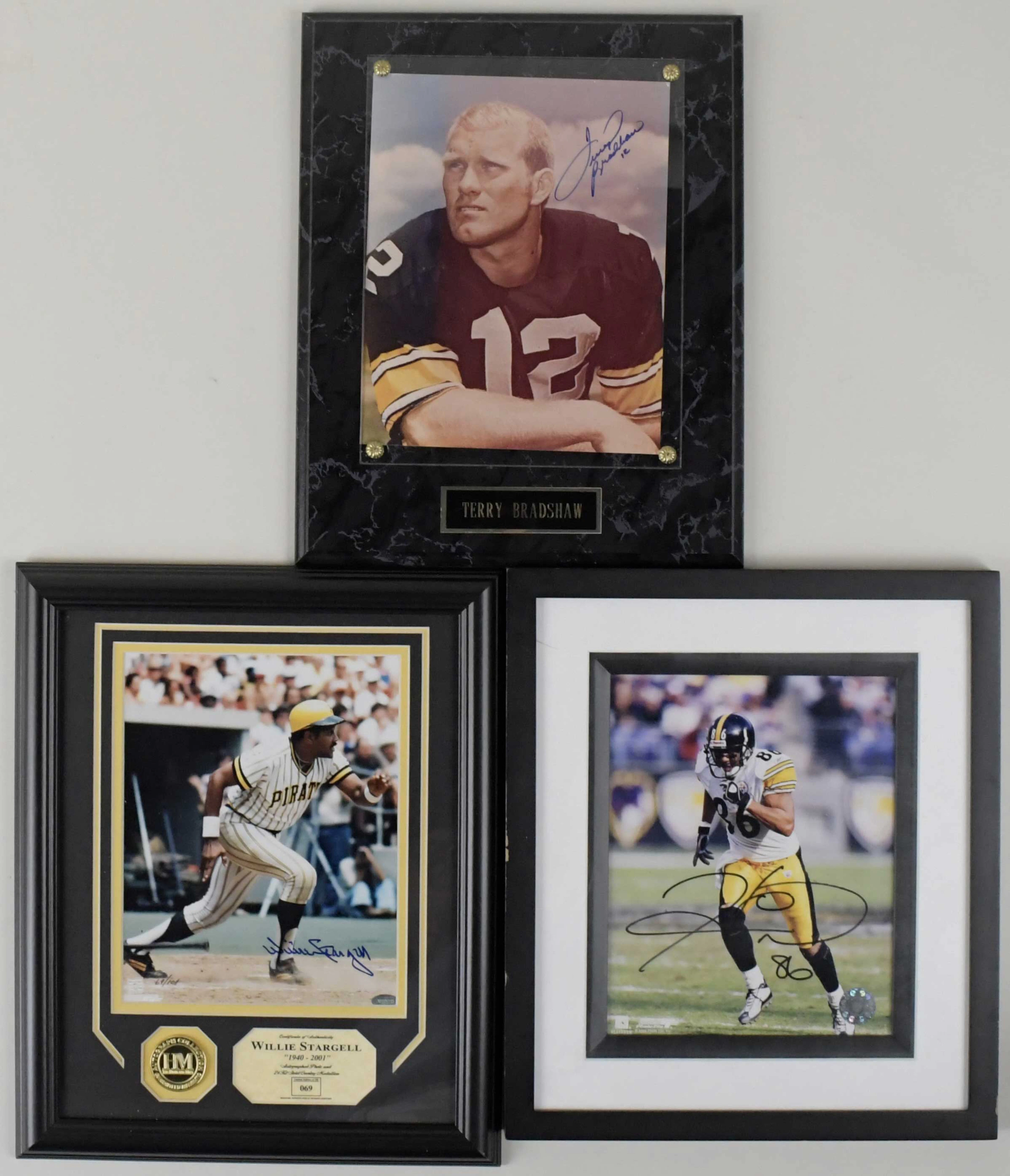 "Lot of (3) Pittsburgh player framed and autographed pieces