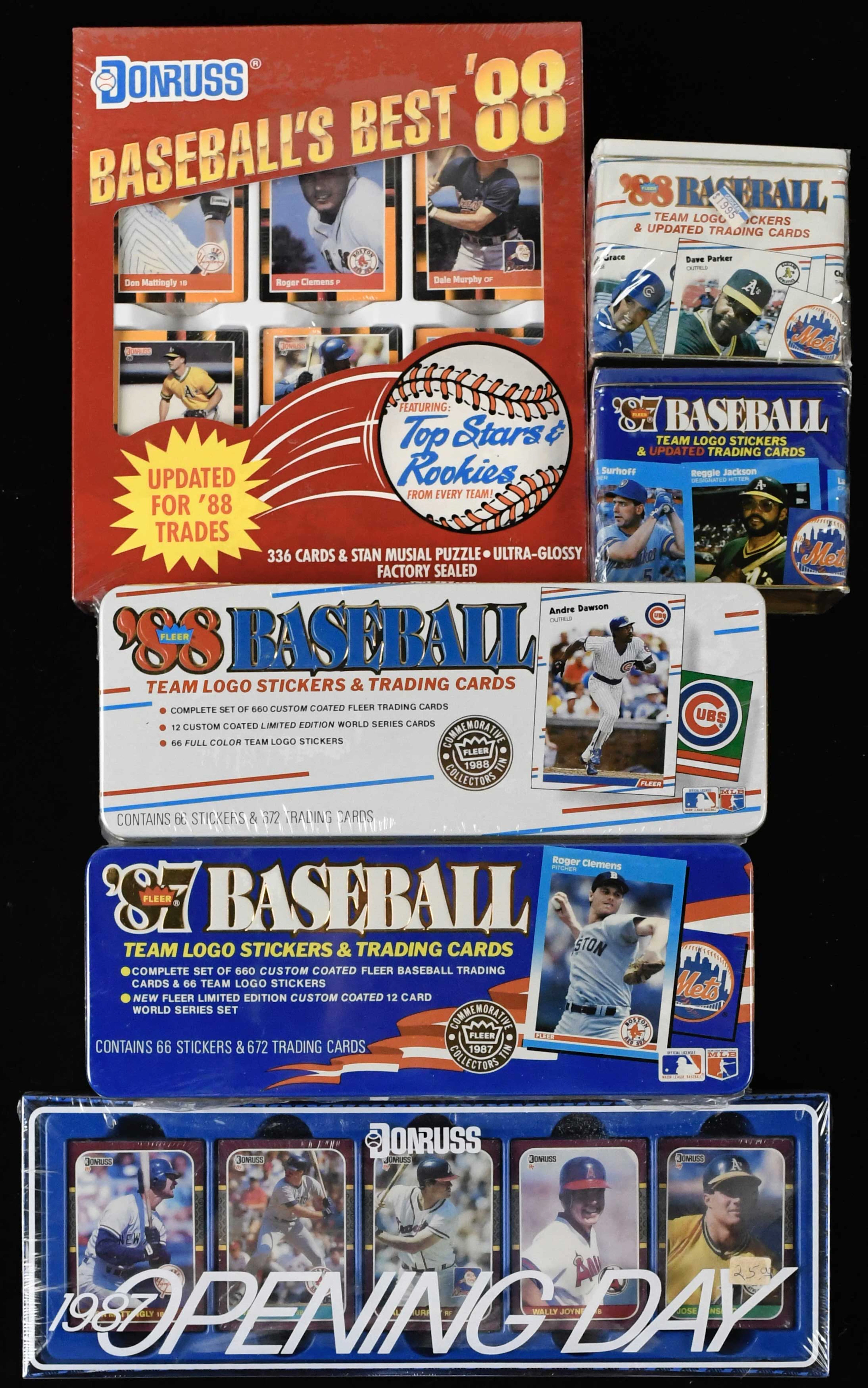 "Lot of (6) 1987-1988 Fleer and Donruss factory-sealed sets