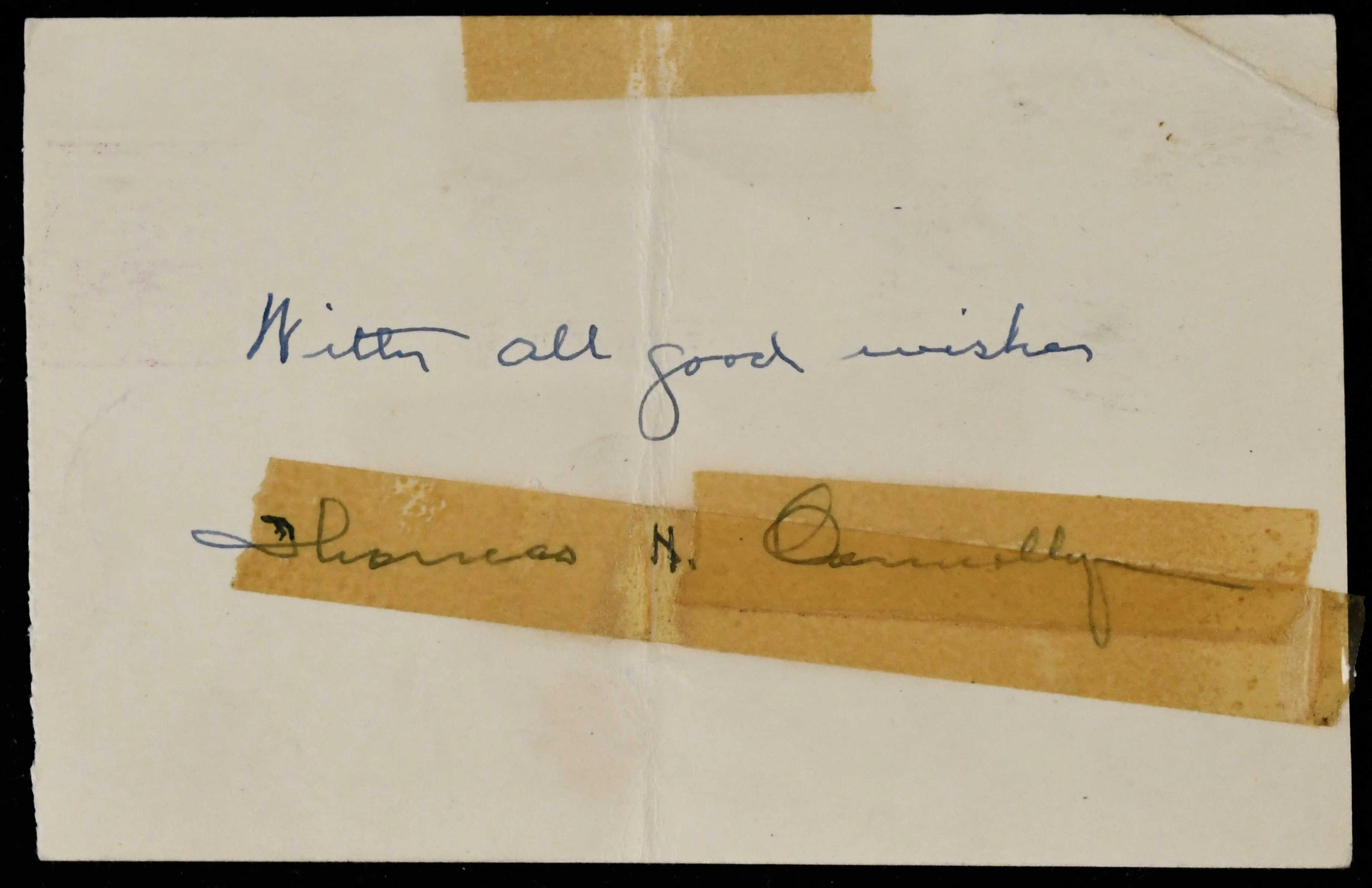 "HOF umpire Tom Connolly signed 1956 government postcard (VG)