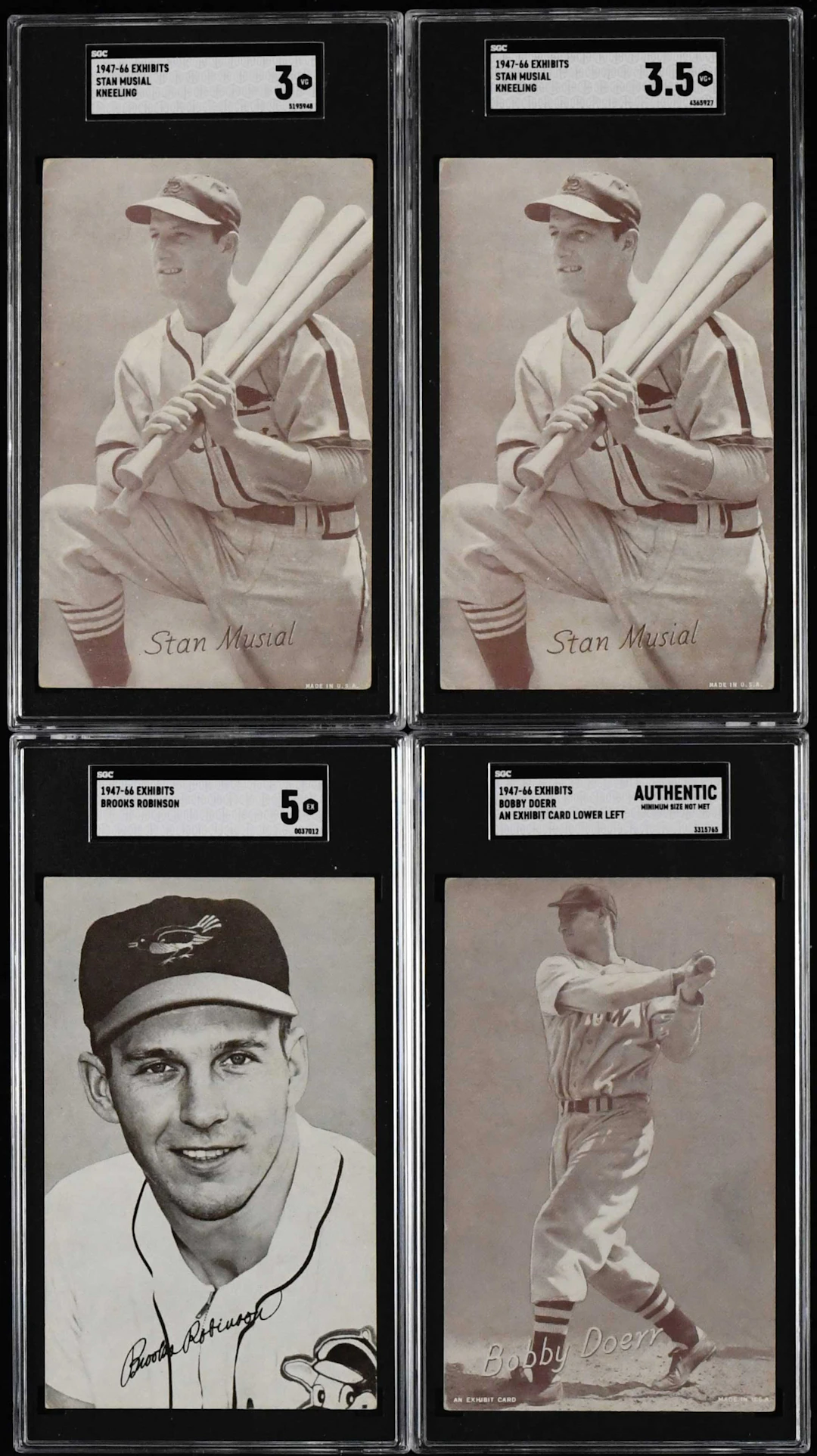 "Lot of (4) 1947-66 Exhibits HOFers
