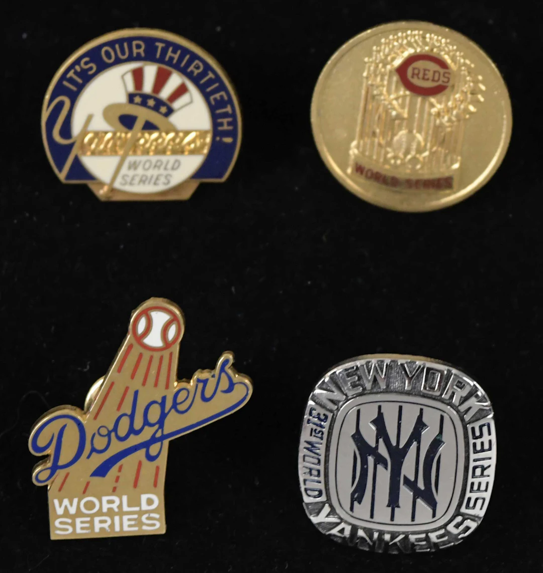 "1977 and 1978 World Series press pins - Yankees/Reds