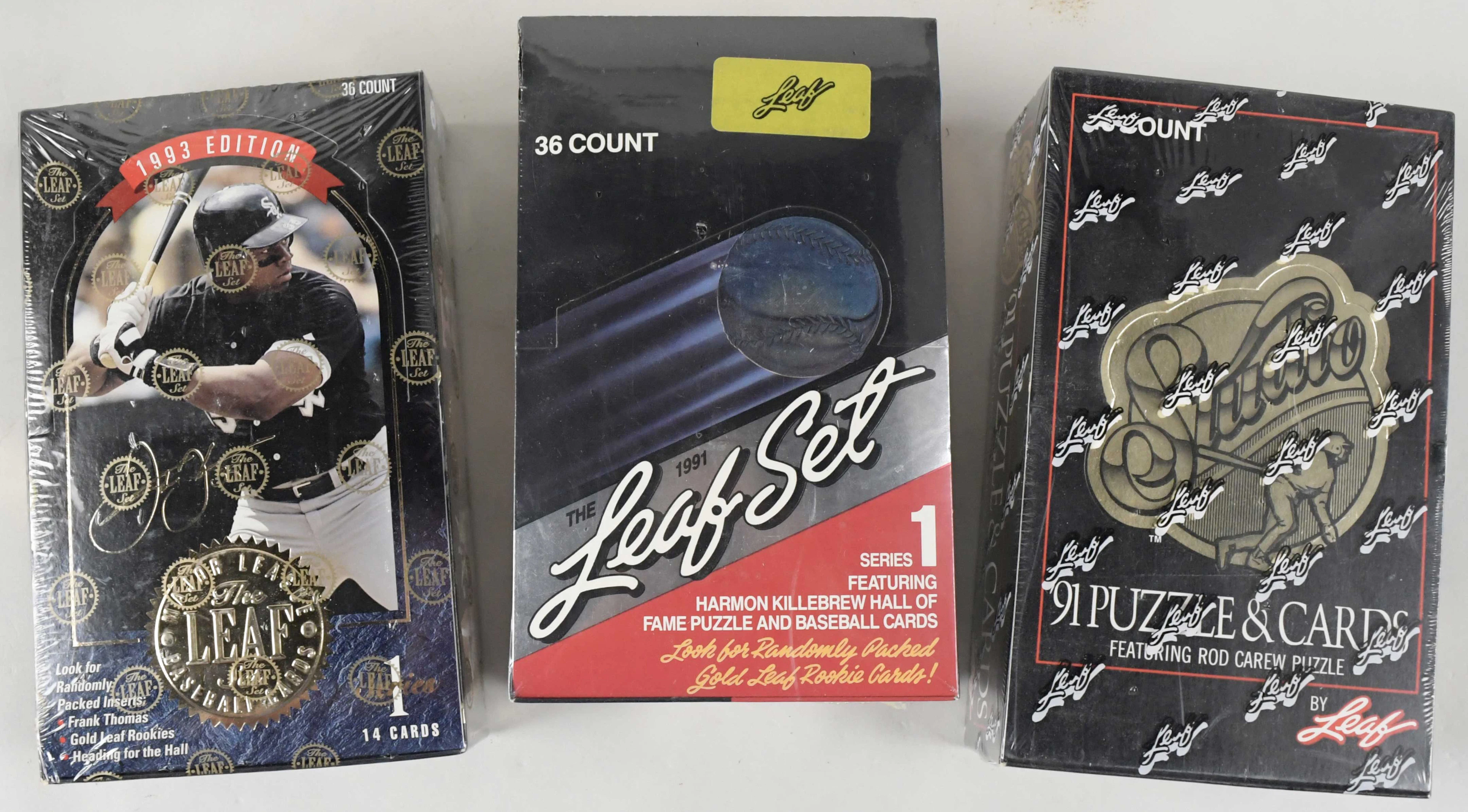 Lot of (8) 1991-1993 factory-sealed Leaf and Studio hobby boxes (NM/MT)