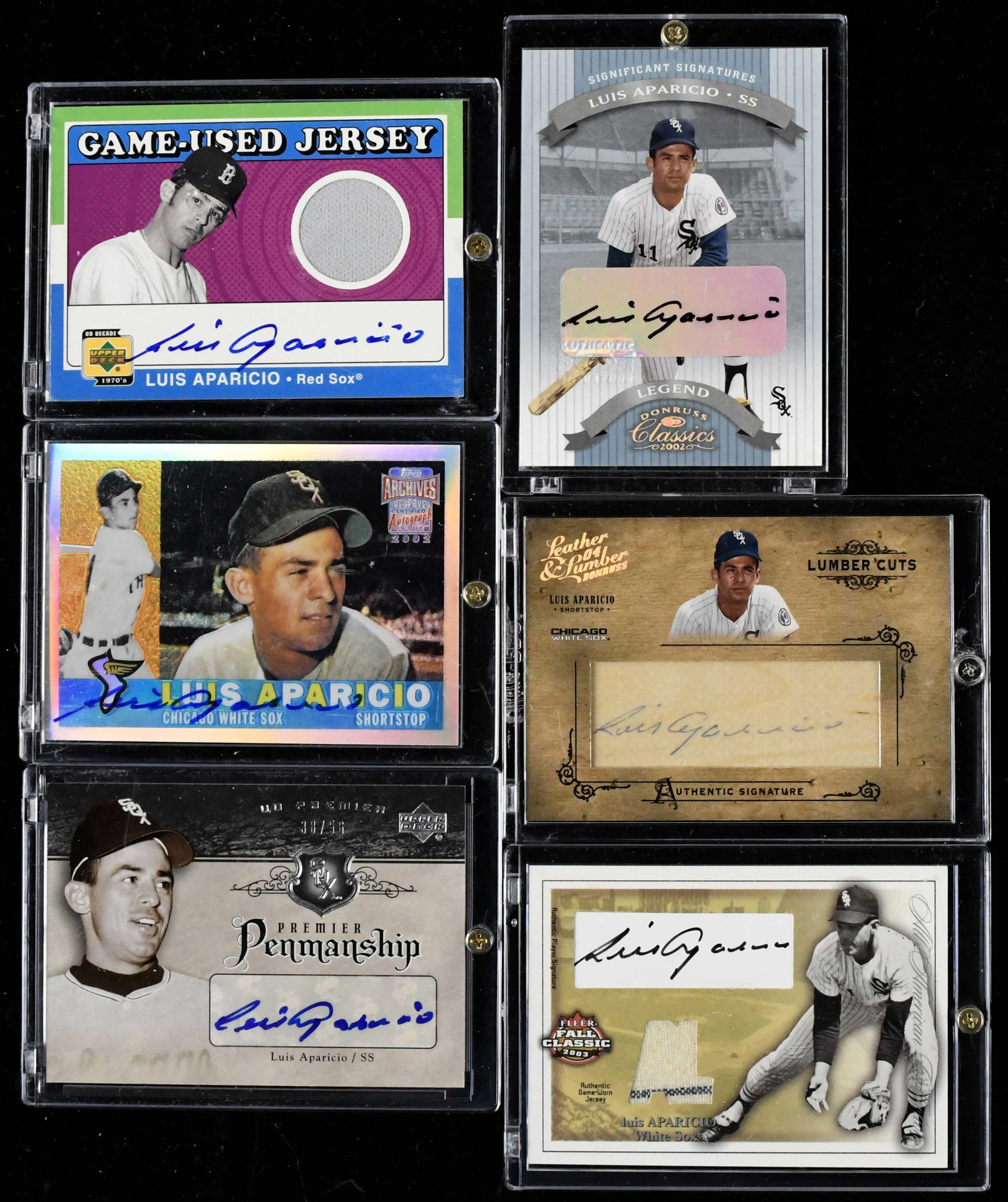 "Lot of (12) Luis Aparicio signed insert cards including...