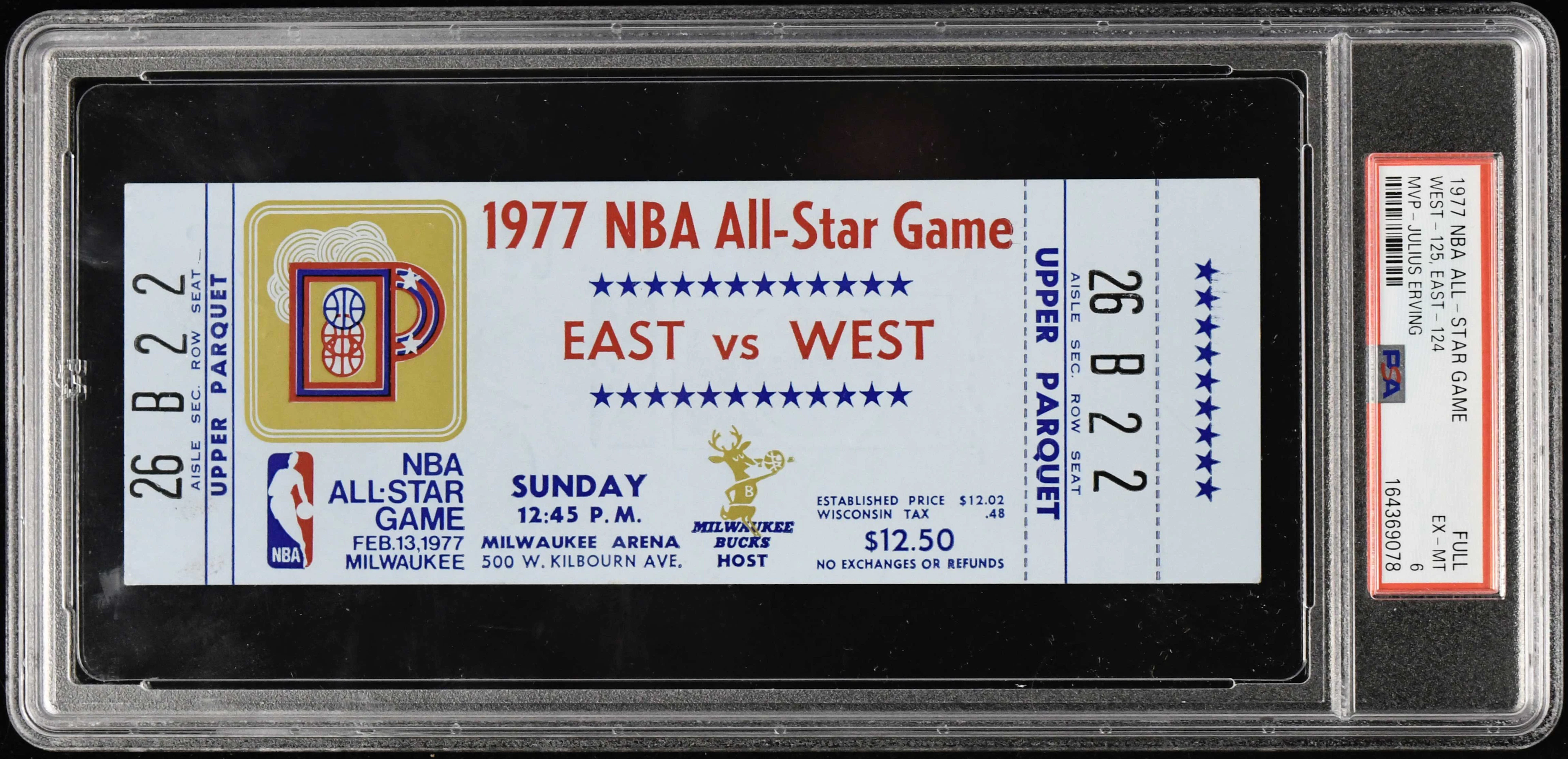 "1977 NBA All-Star Game full ticket (PSA 6 EX/MT - Pop 3...