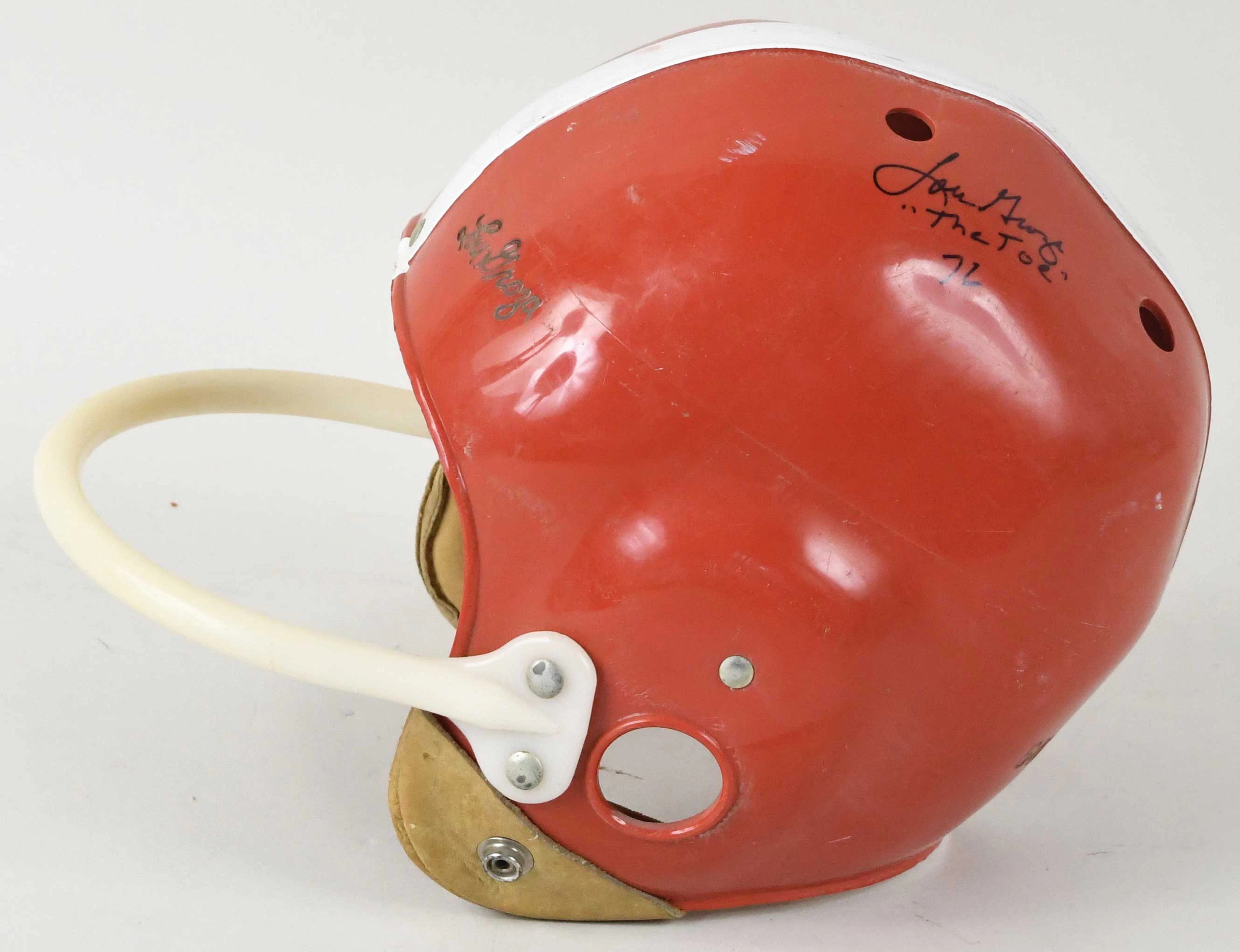 "Lou Groza signed and inscribed vintage Groza endorsed football helmet
