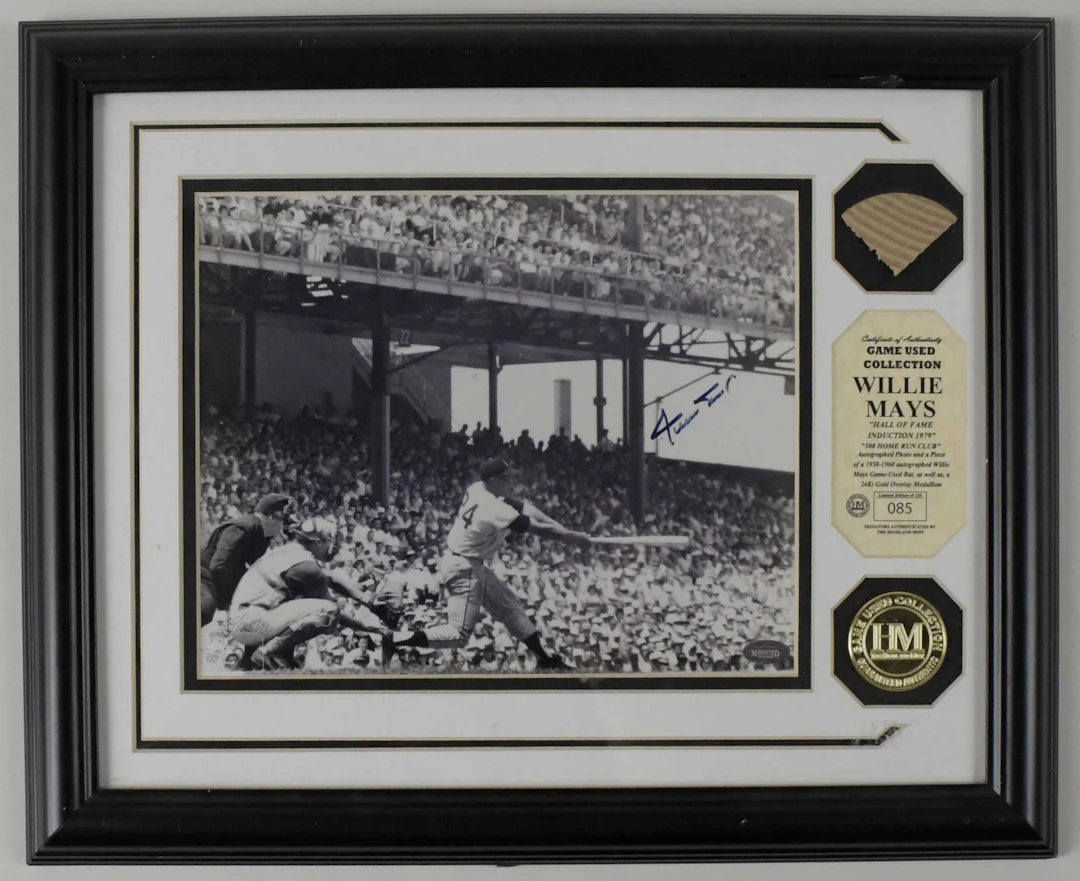 "Willie Mays signed limited edition Highland Mint photograph display (NM framed)