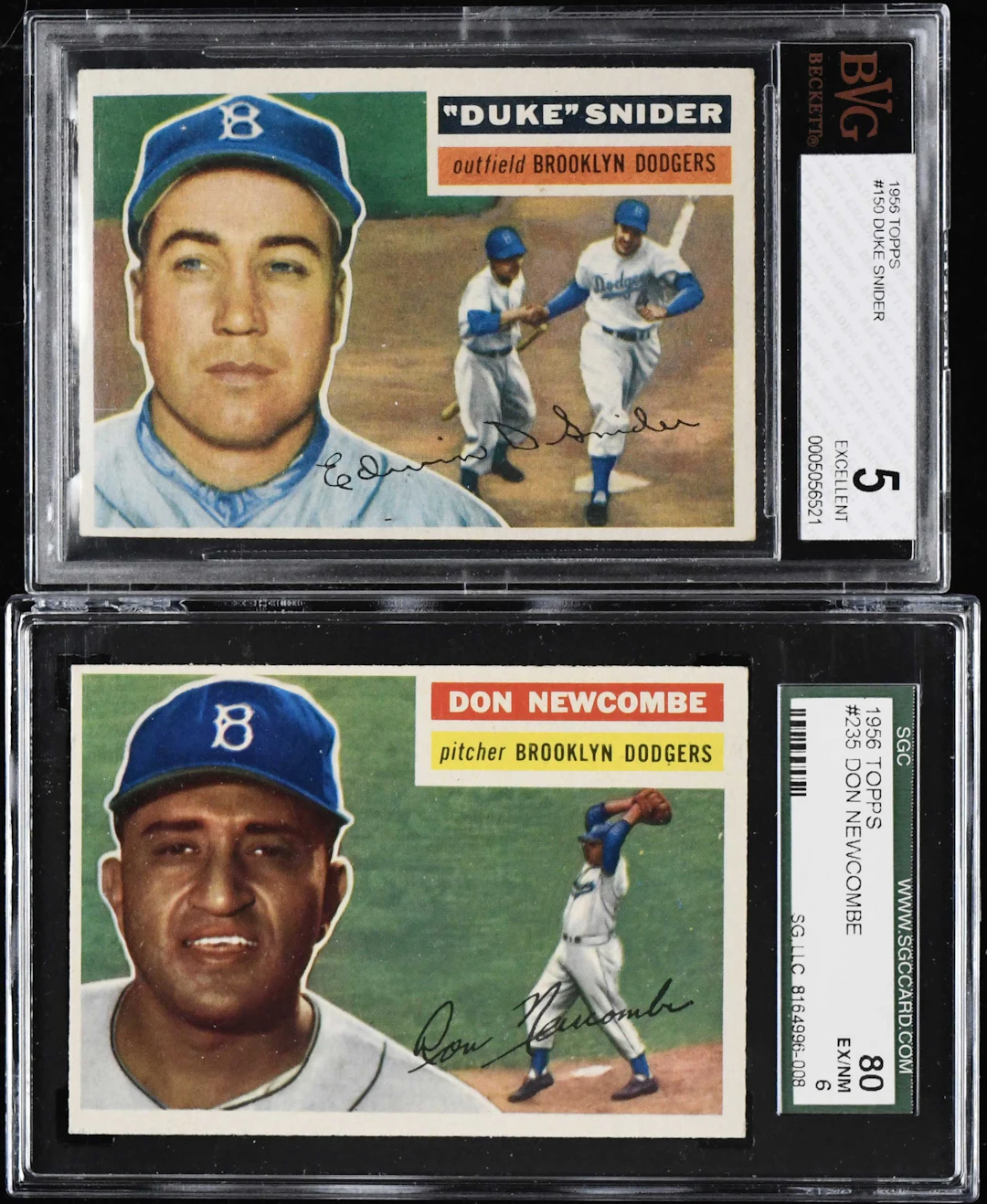 "Lot of (2) graded 1956 Topps cards