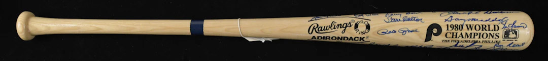 "1980 World Series champion Philadelphia Phillies team signed baseball bat (NM)