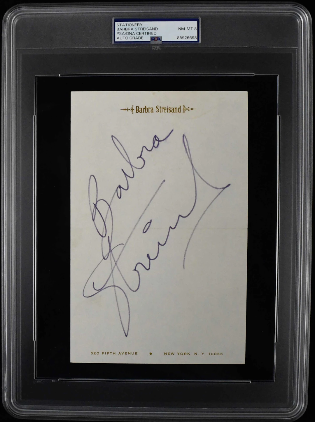 Barbara Streisand autograph on her personal stationary...