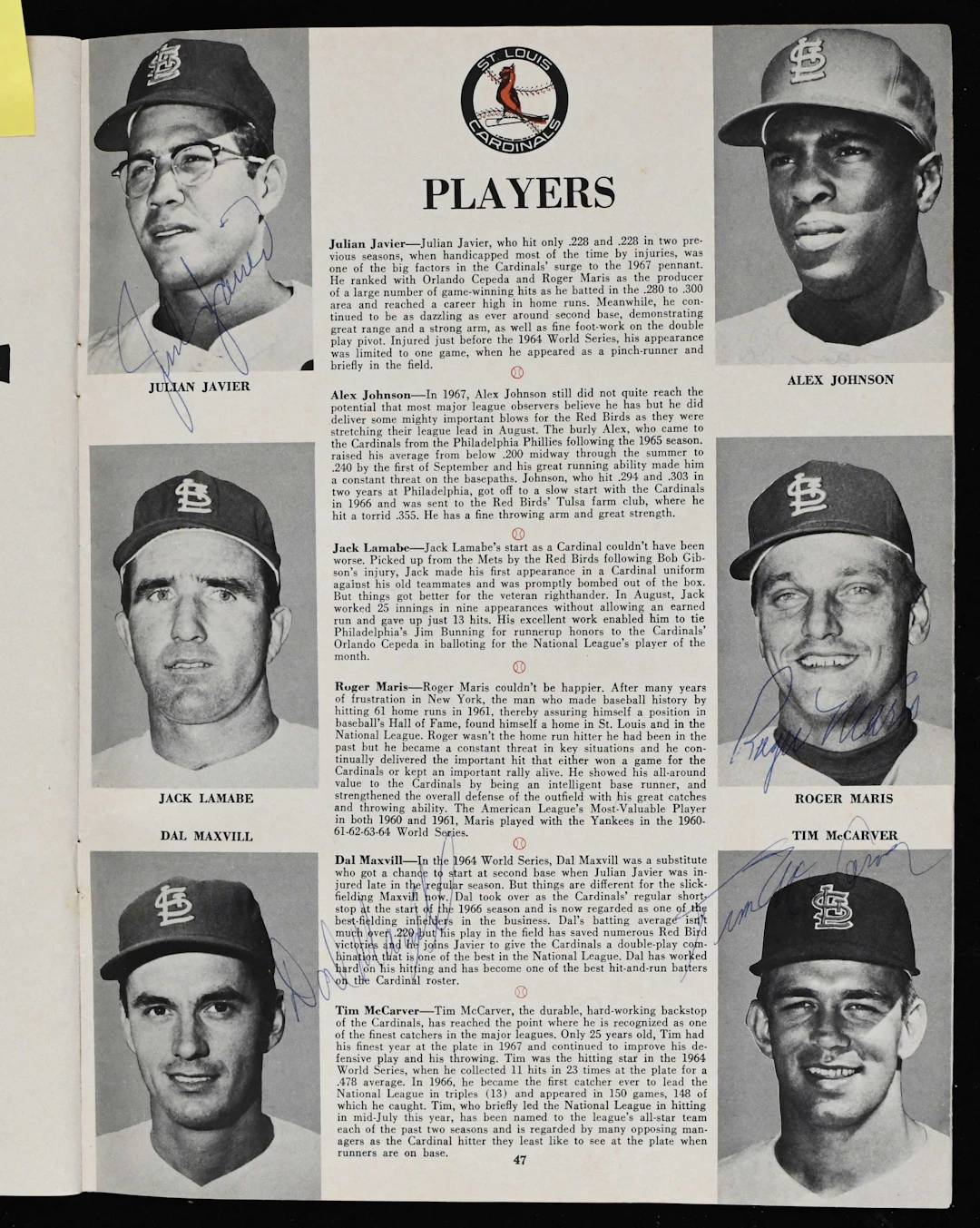 "Multi-signed 1967 World Series program loaded with stars and HOFers - JSA (EX)