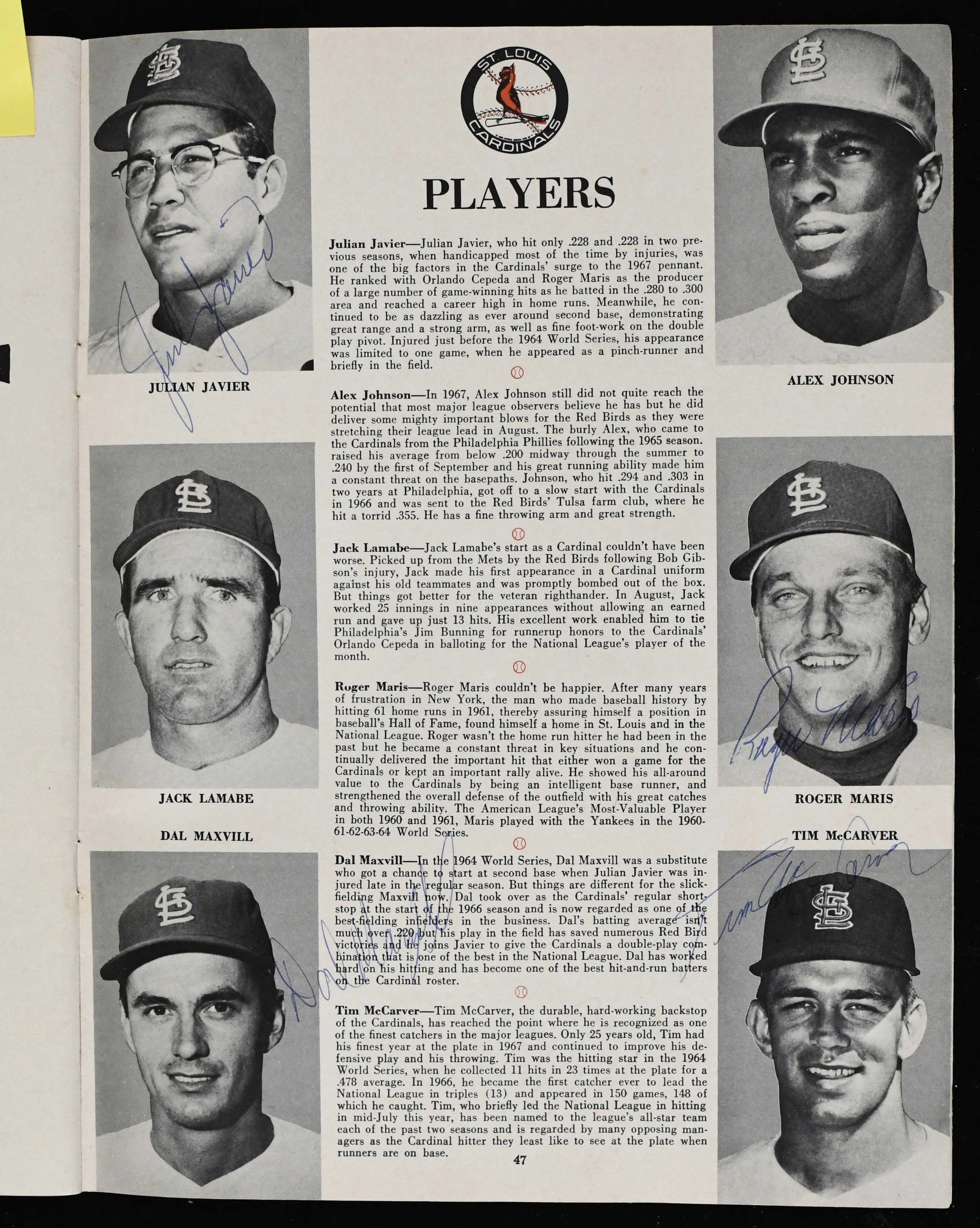 "Multi-signed 1967 World Series program loaded with stars and HOFers - JSA (EX)