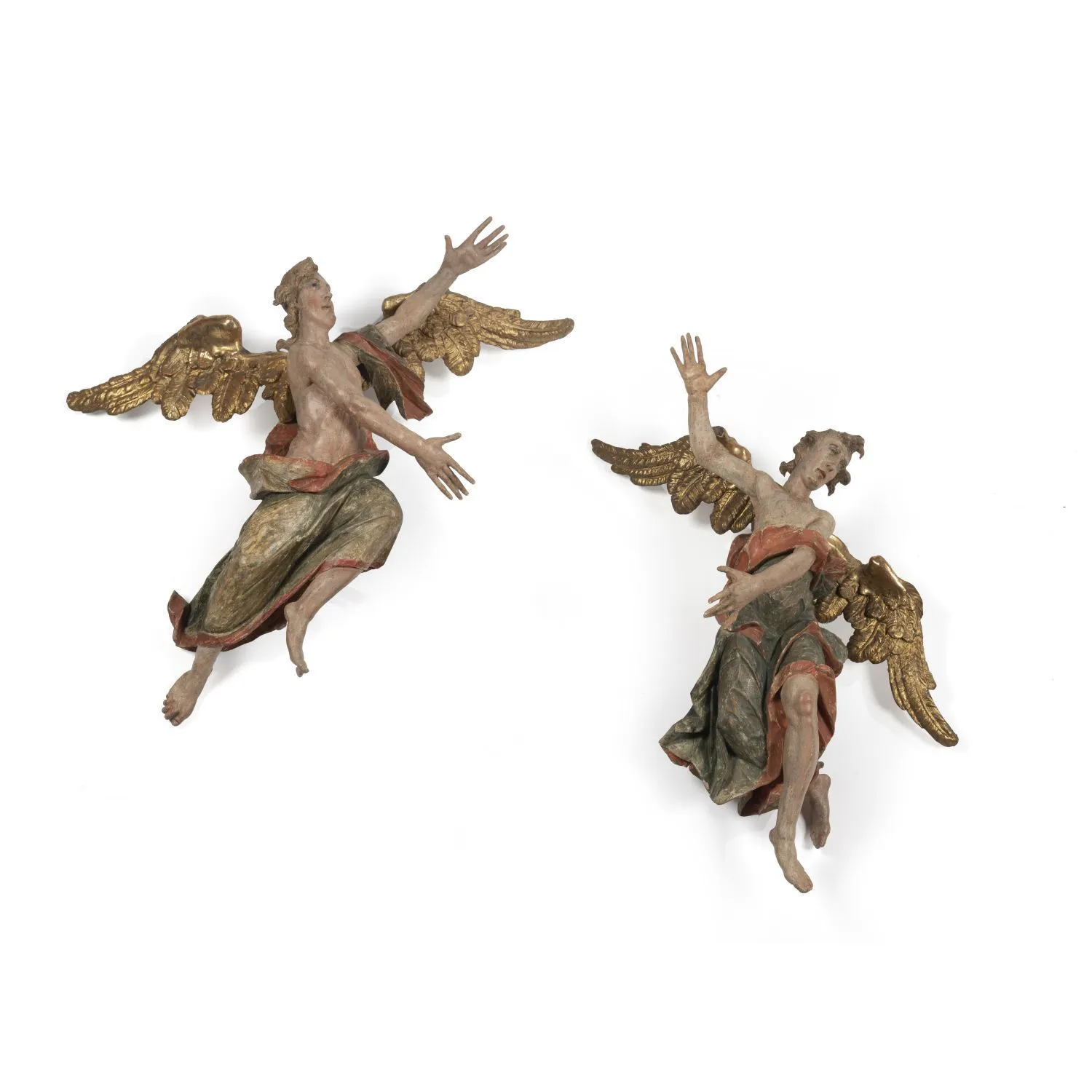 PAIR OF ANGELS IN FLIGHT, PRAGUISH WORKSHOP, LATE 17th CENTURY in ...
