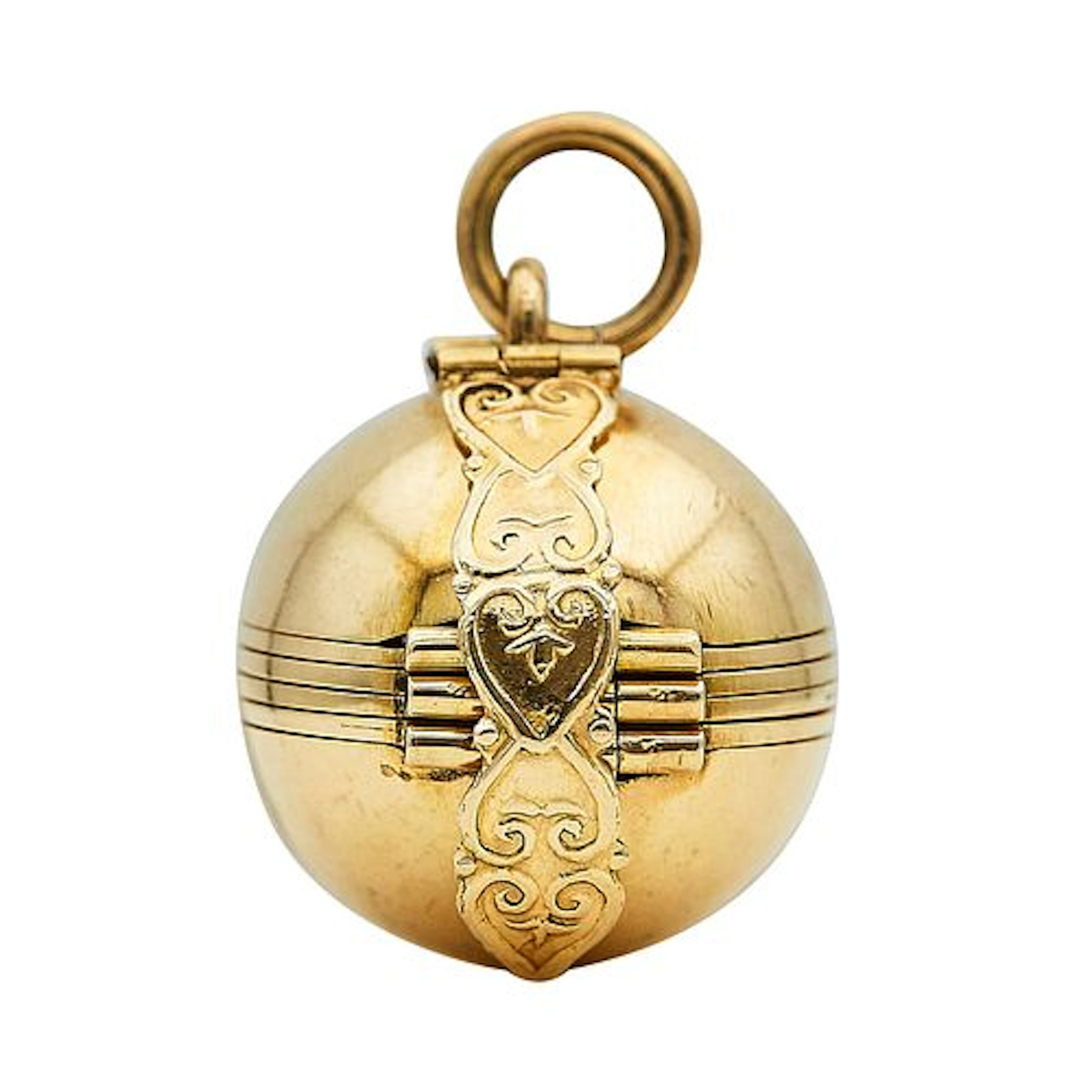 18K Yellow Gold Sphere Locket Pendant