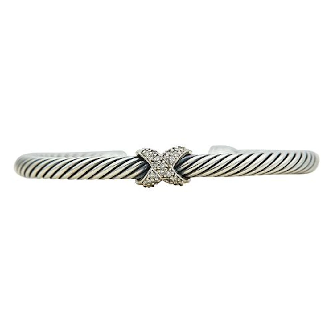 David Yurman X Cable Sterling Silver, 18K White Gold, and Diamond