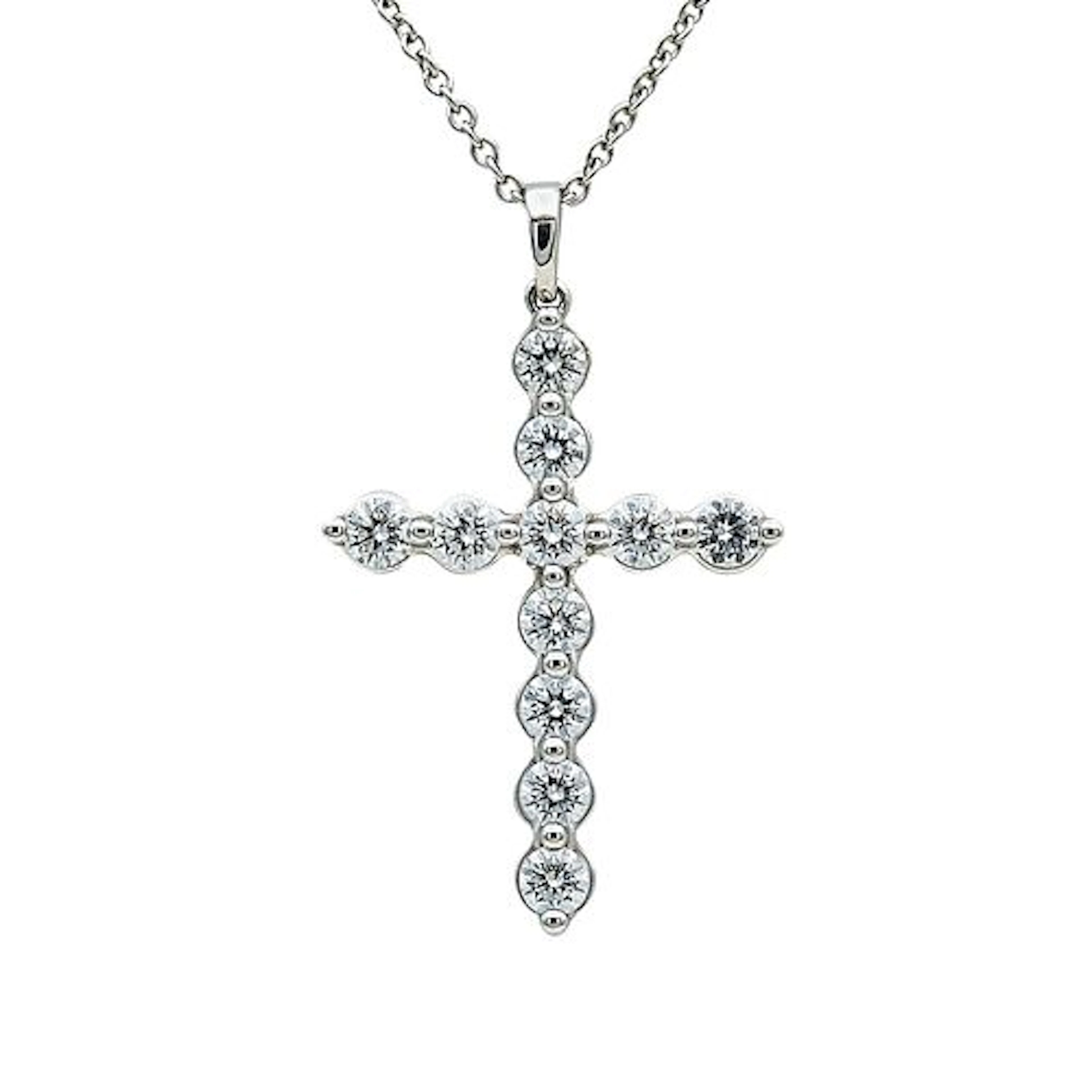 Memoire 18K White Gold and Diamond Cross Pendant Necklace