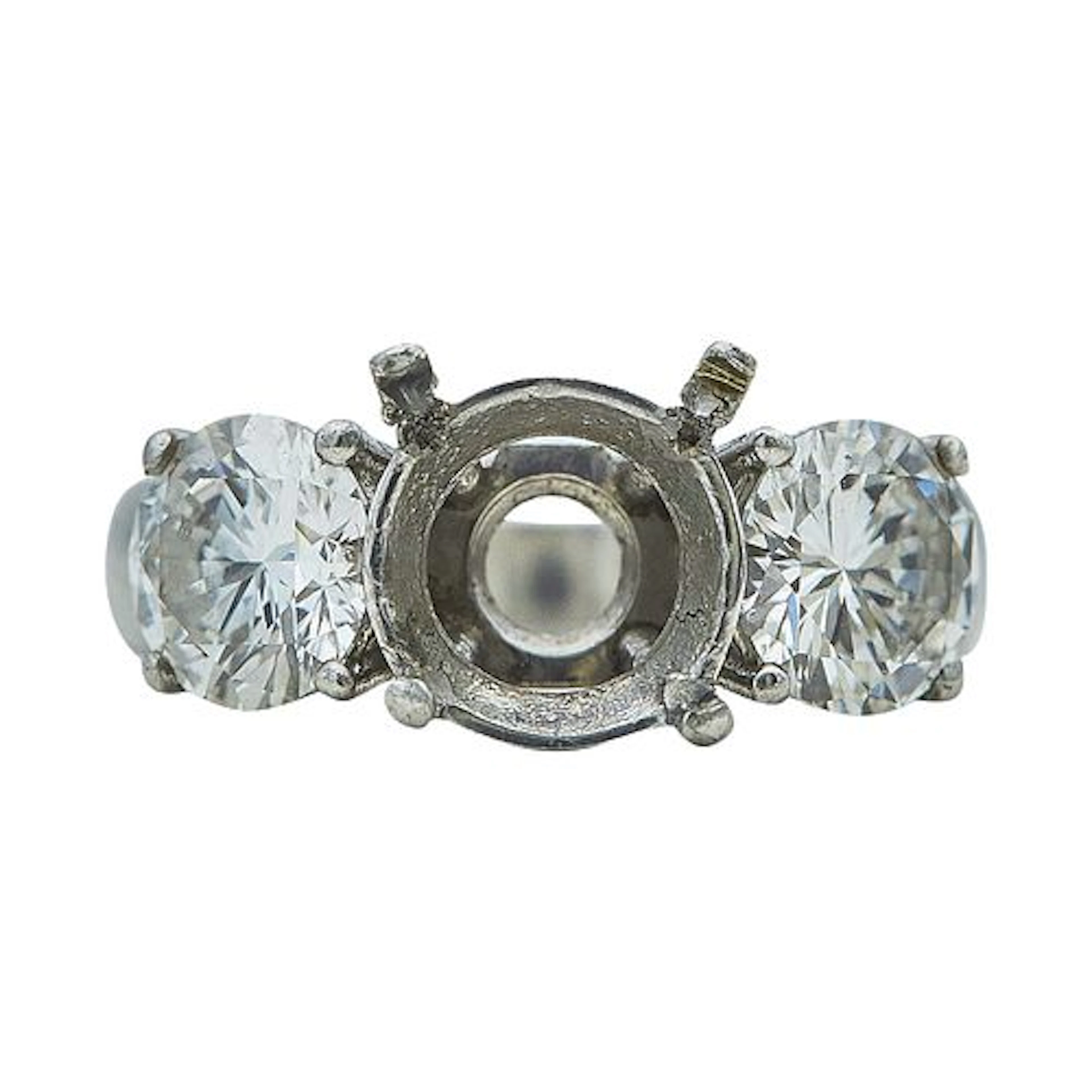 Platinum and Diamond 3 Stone Engagement Ring Setting