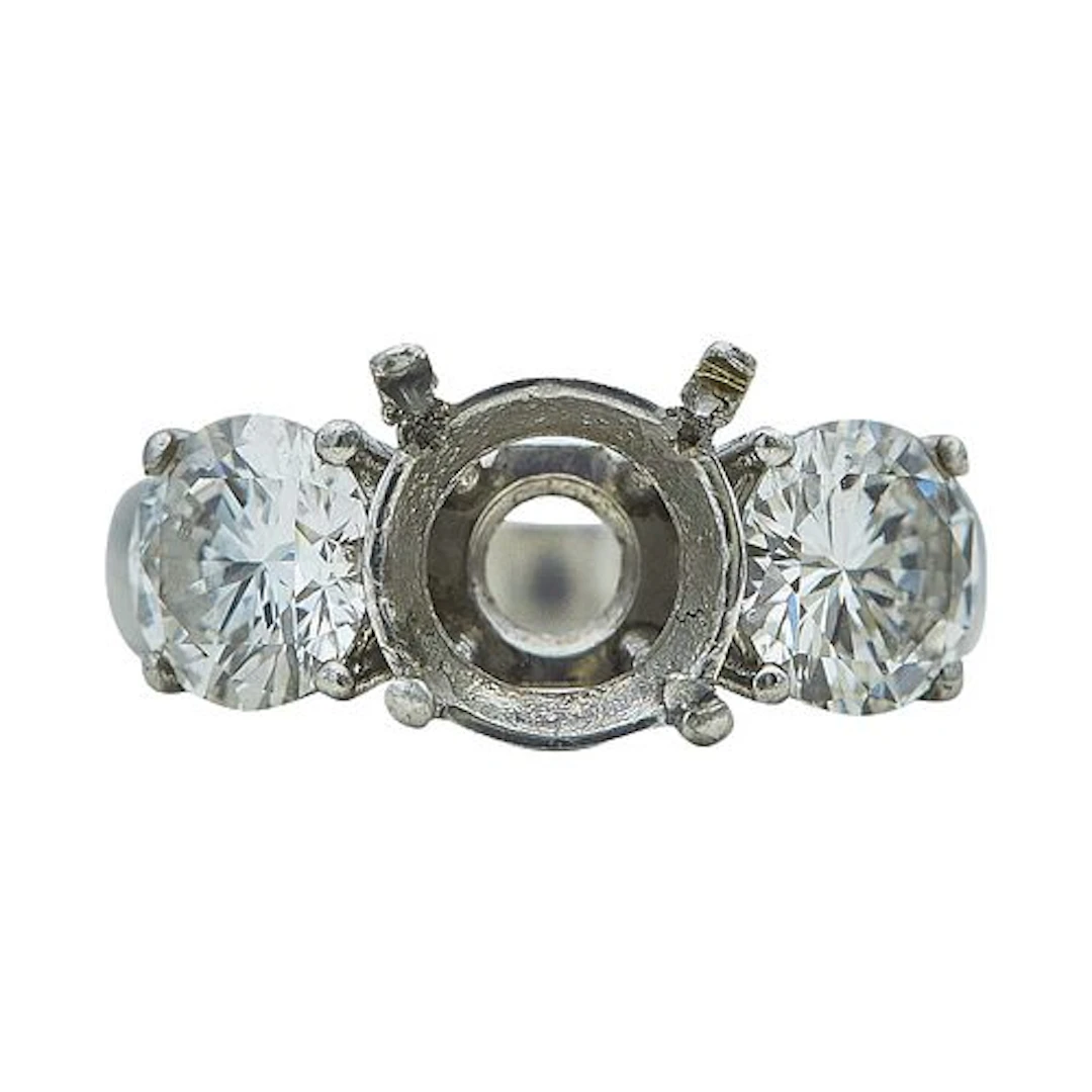 Platinum and Diamond 3 Stone Engagement Ring Setting