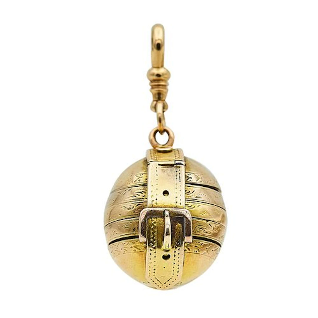 14K Yellow Gold Sphere Buckle Locket Pendant