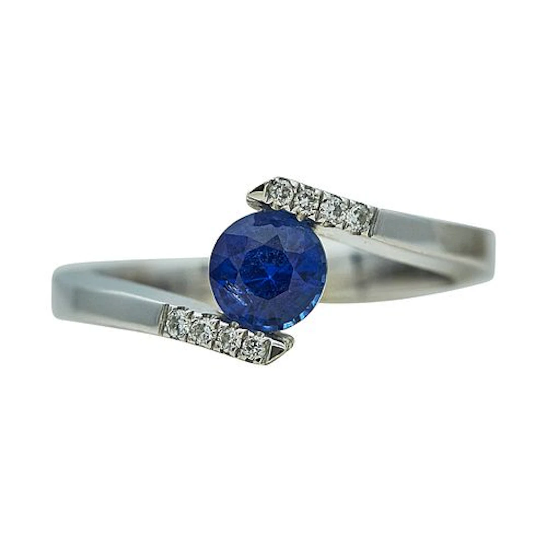 18K White Gold, Sapphire, and Diamond Floating Ring
