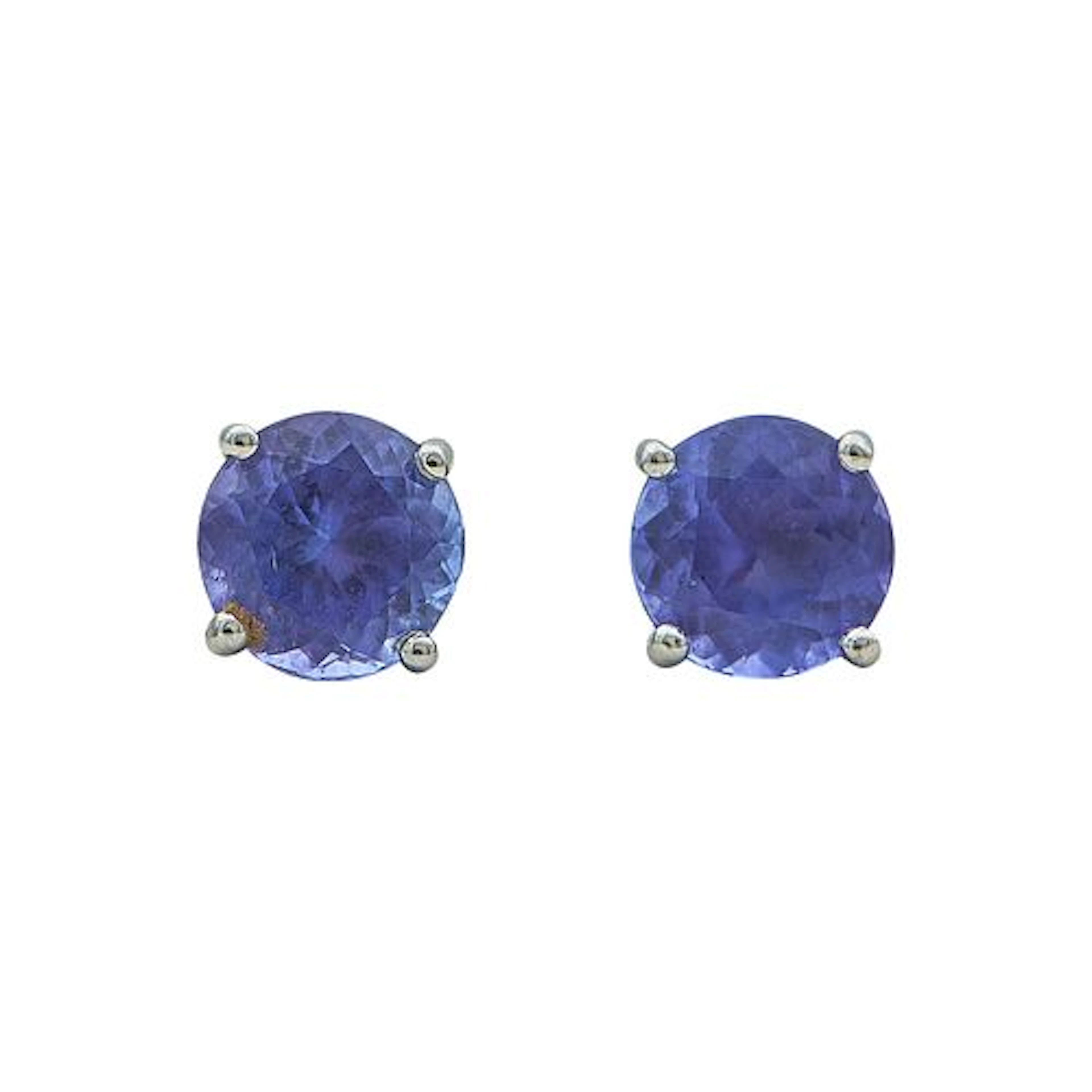 18K White Gold and Tanzanite Stud Earrings