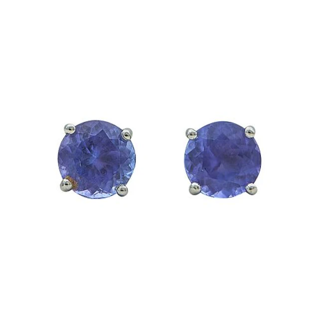 18K White Gold and Tanzanite Stud Earrings