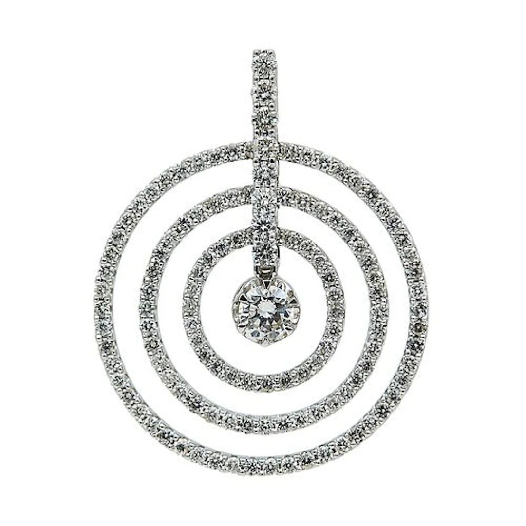 18K White Gold and Diamond Layered Open-Circle Pendant
