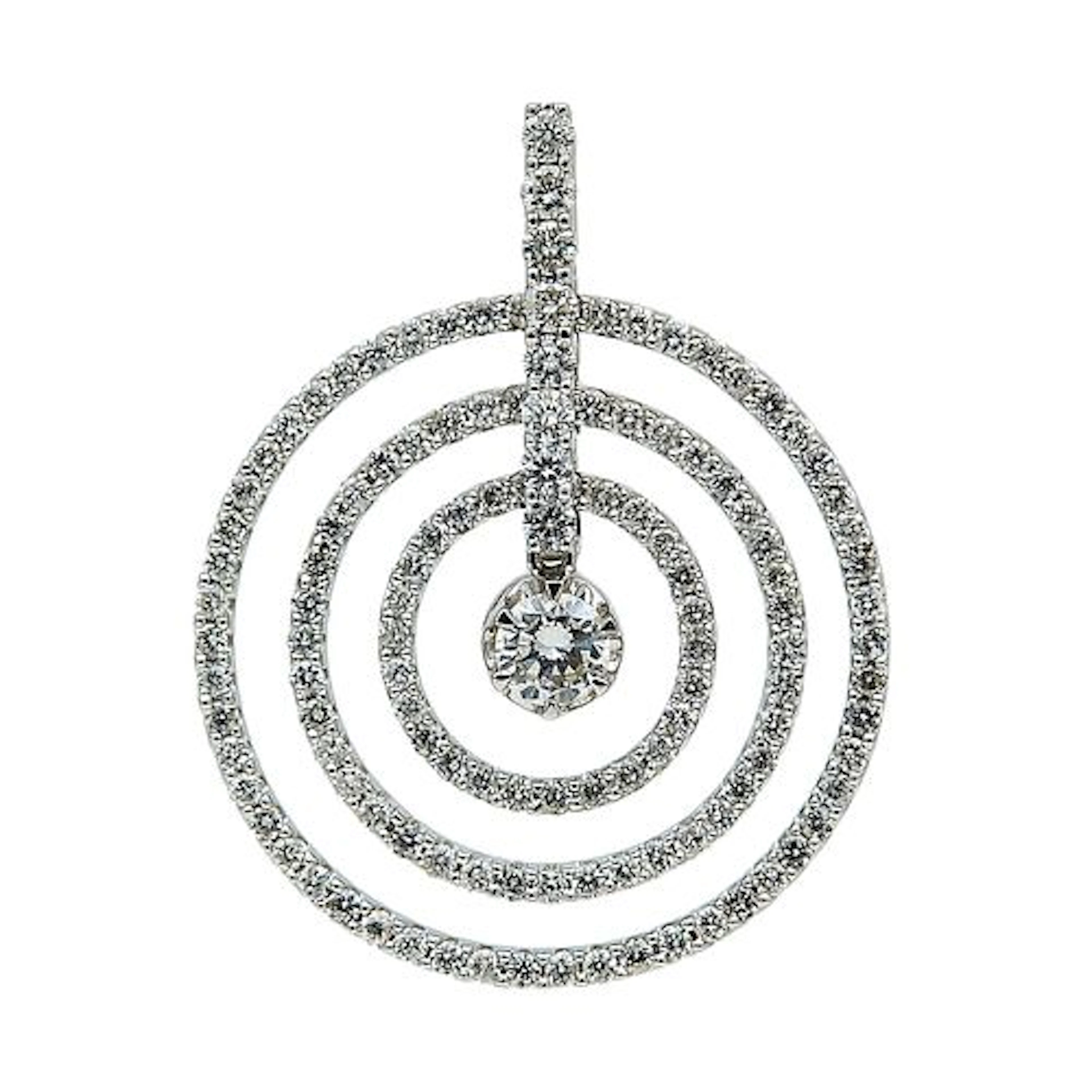 18K White Gold and Diamond Layered Open-Circle Pendant