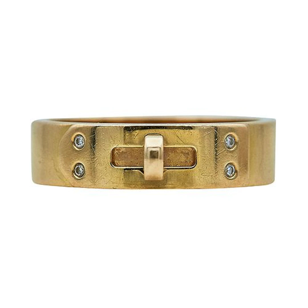 HermÃ¨s Kelly 18K Rose Gold and Diamond Band Ring