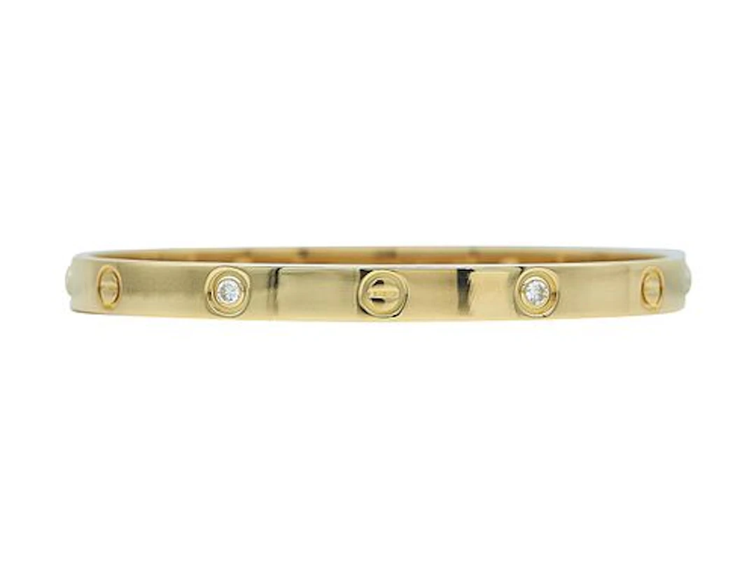 Cartier Love, Classic Model, 18K Yellow Gold and 4 Diamond Bracelet