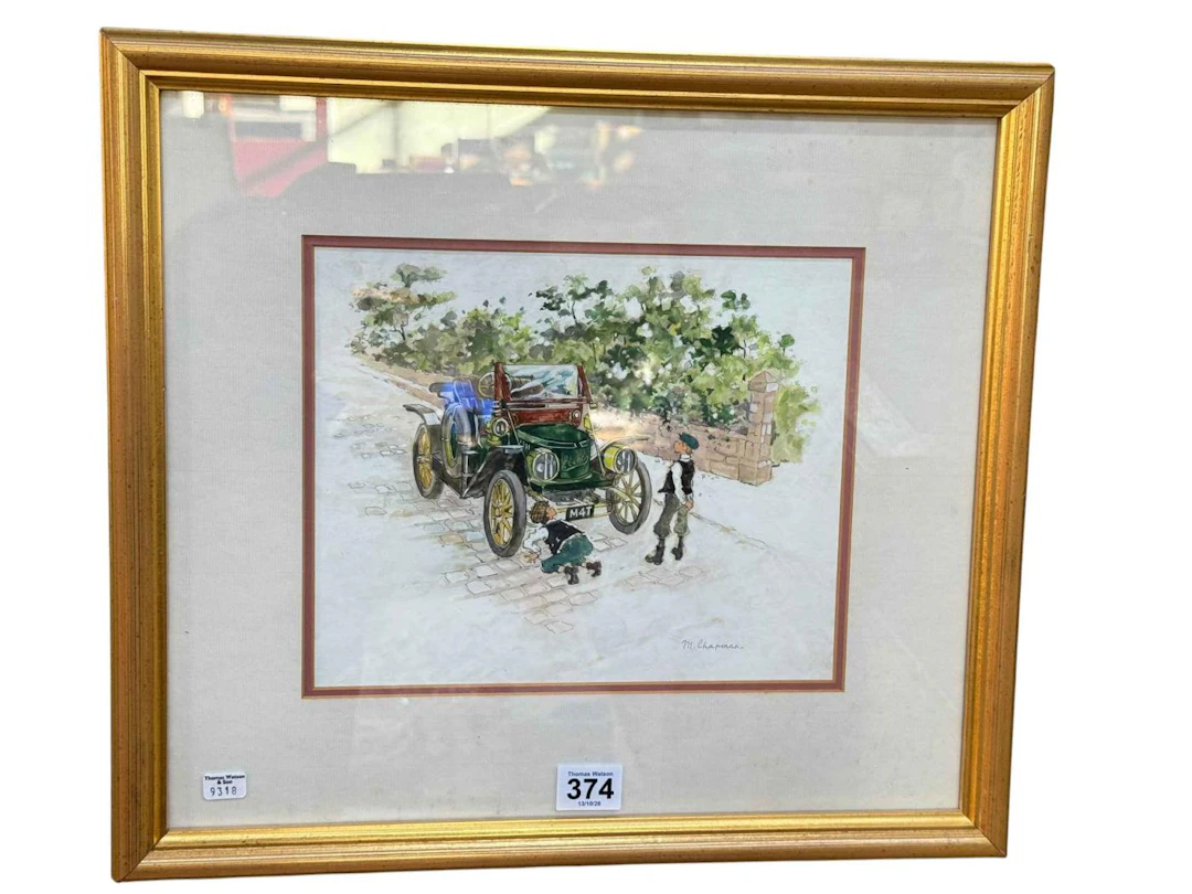 Margaret Chapman Motoring watercolour, 20cm by 25cm.