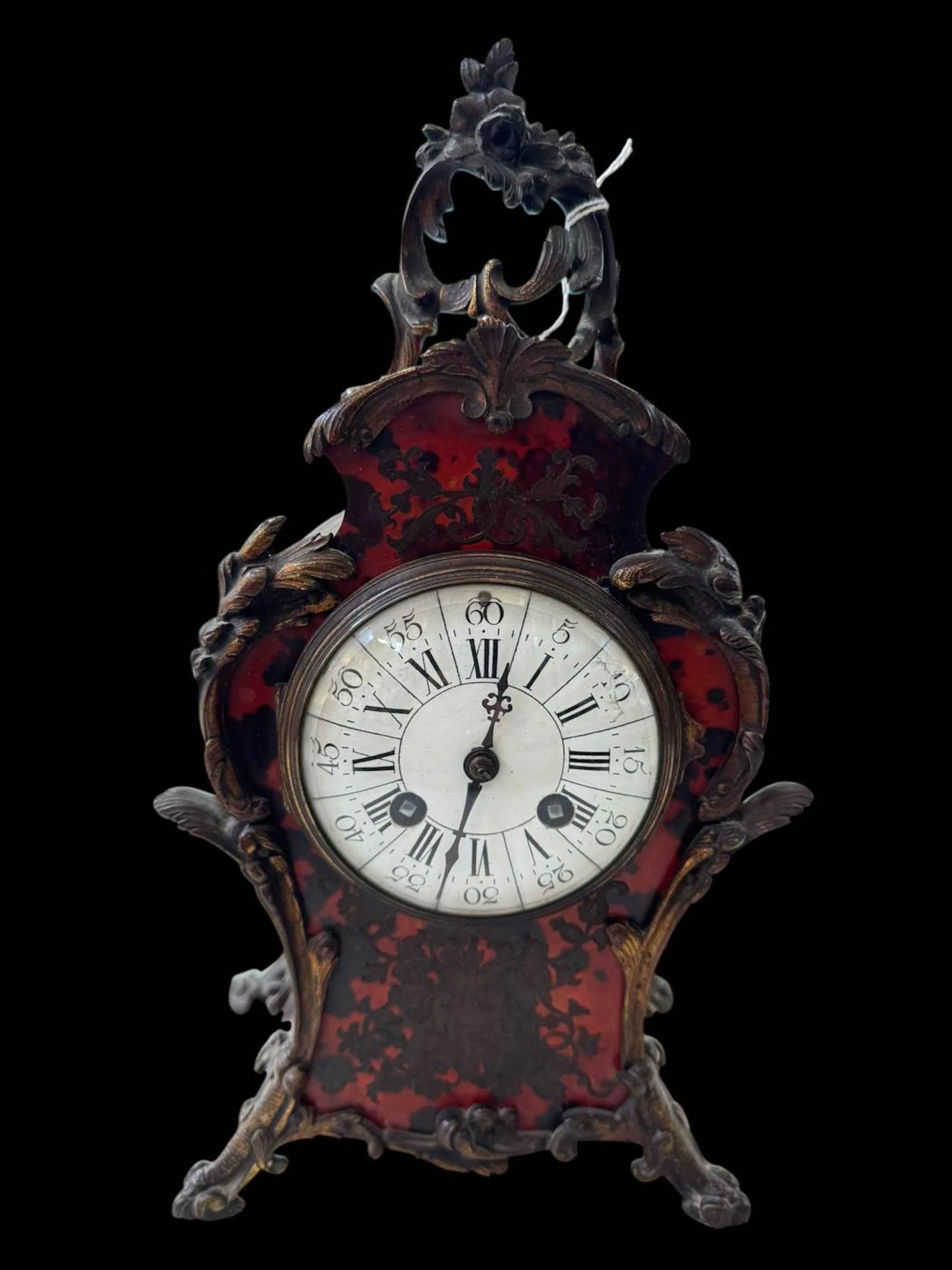 French 19th Century boule mantel clock with striking movement, 32cm.