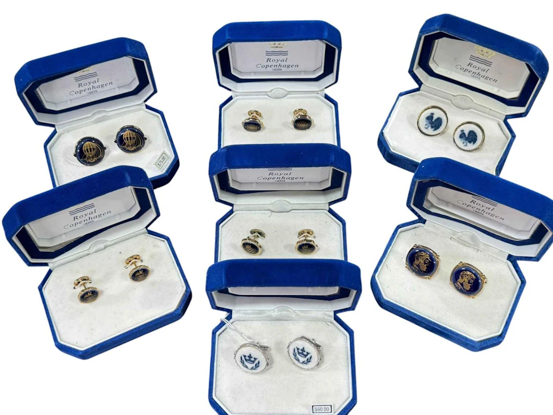 Royal Copenhagen seven pairs of cufflinks.