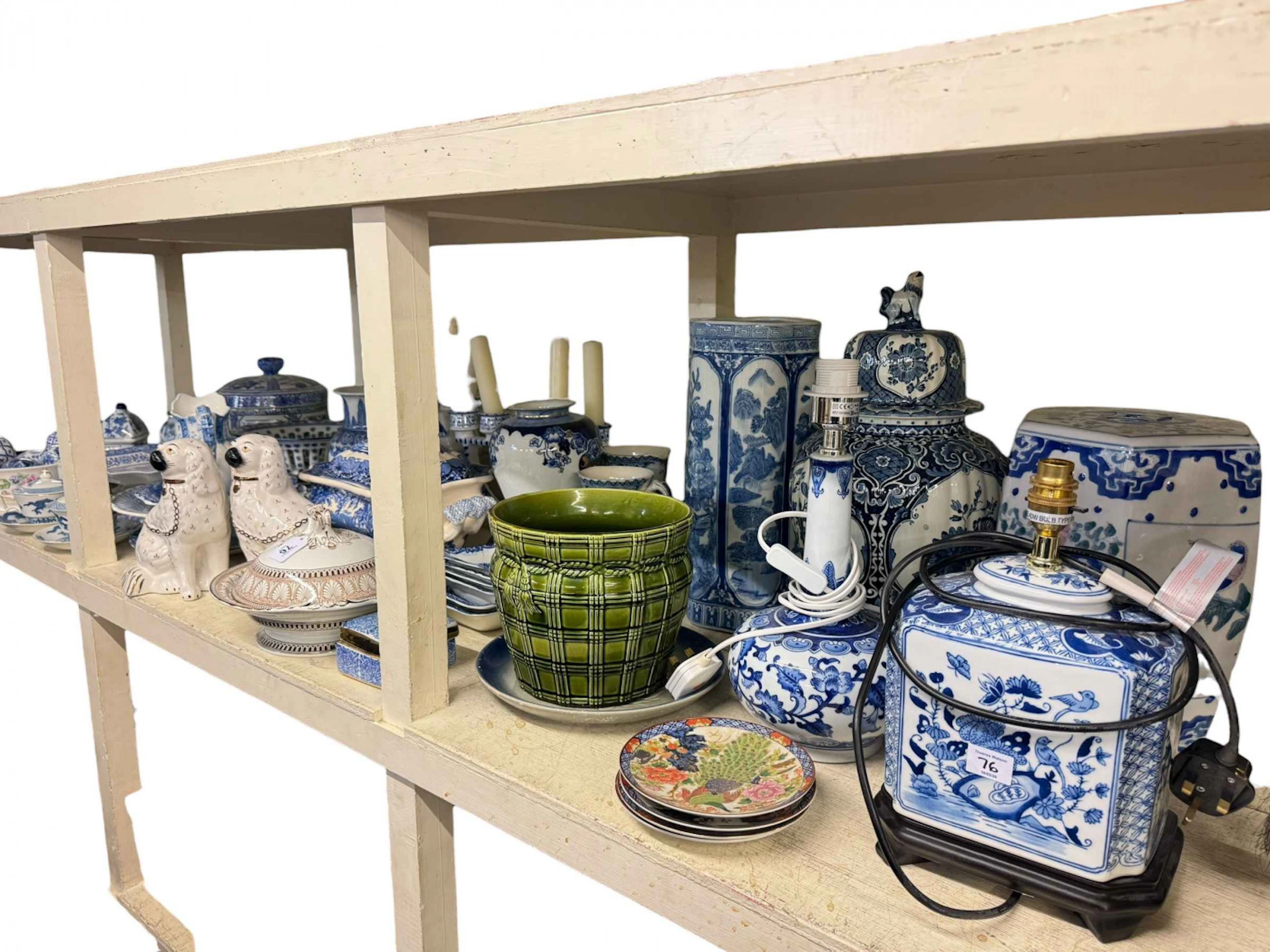 Collection of Victorian and later blue and white china including Masons