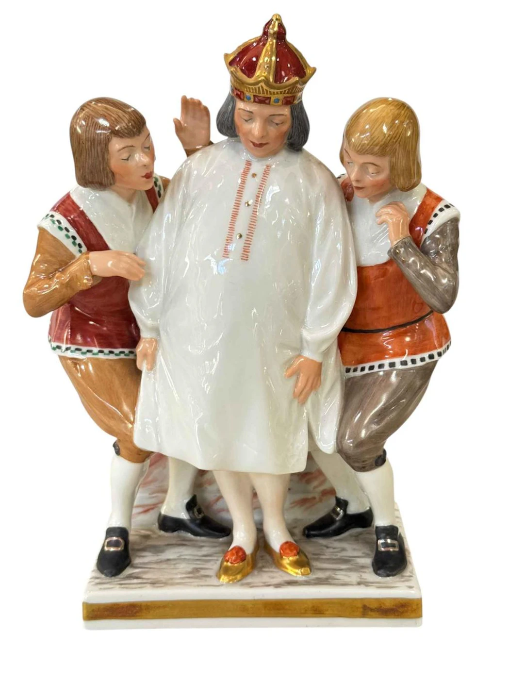 Royal Copenhagen figurine depicting 'The Emperor's New Clothes' by
