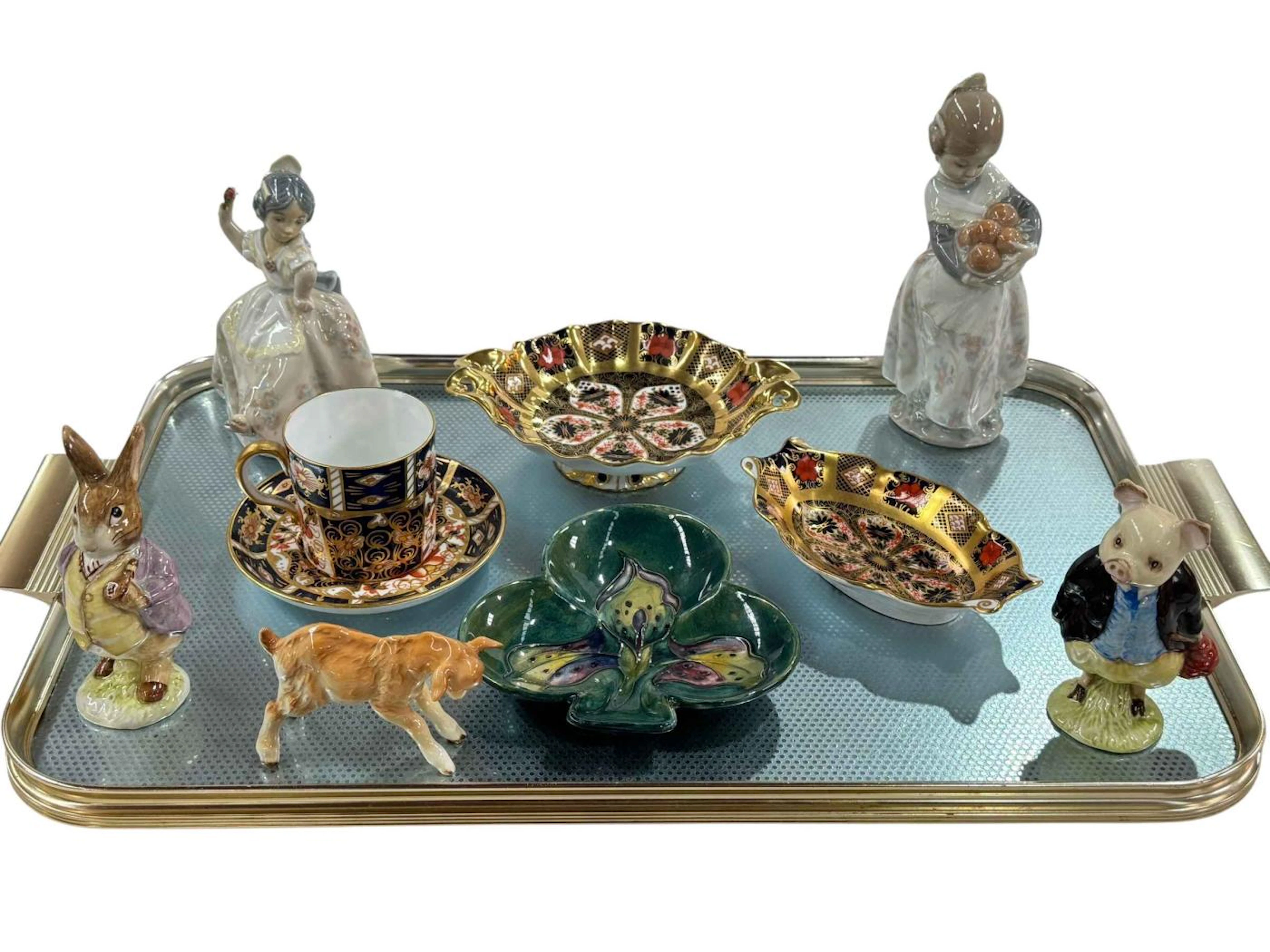 Three items of Royal Crown Derby Imari, two Lladro figures, two Beswick