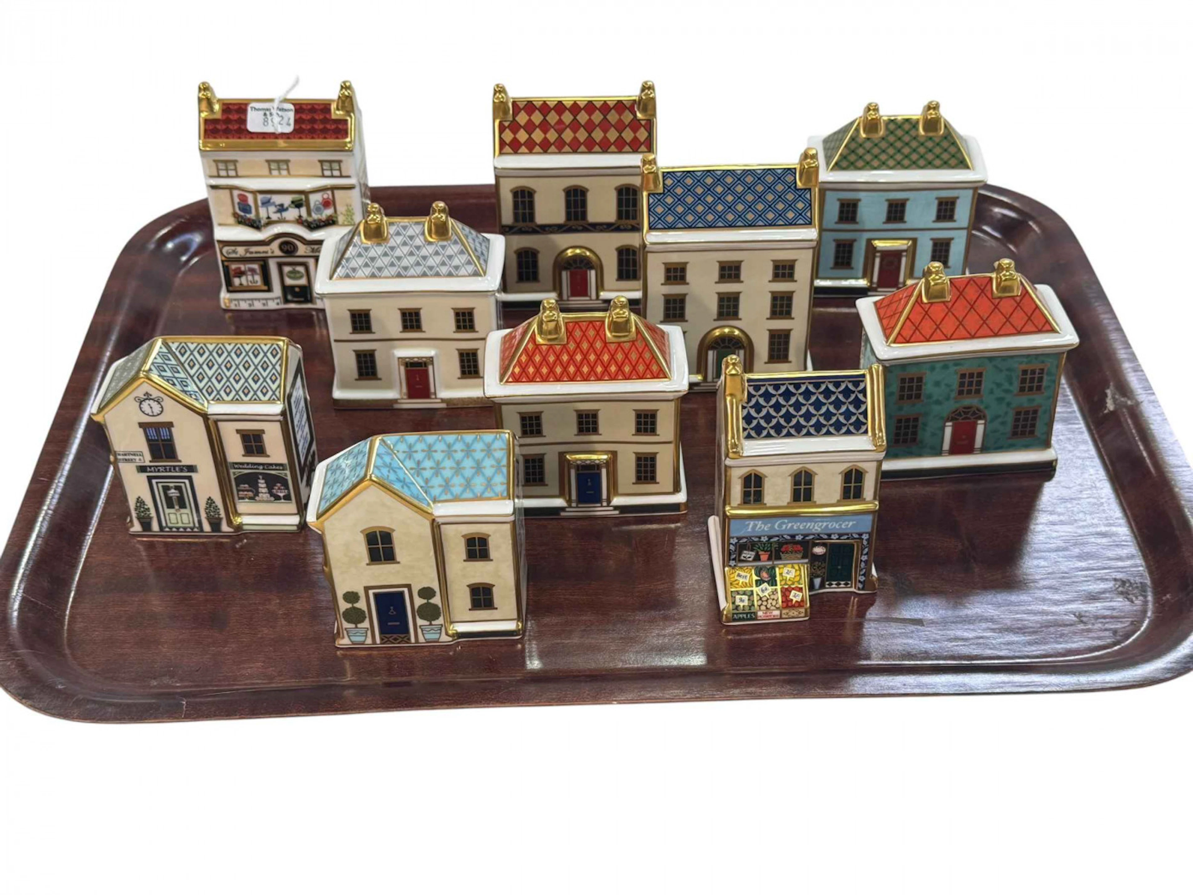Ten Royal Crown Derby House and Shops including Georgian Dolls House