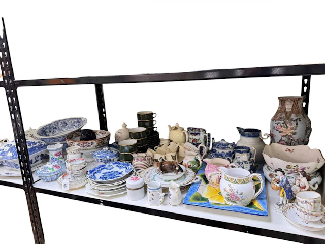 Large collection of china including Wedgwood teawares, blue and white