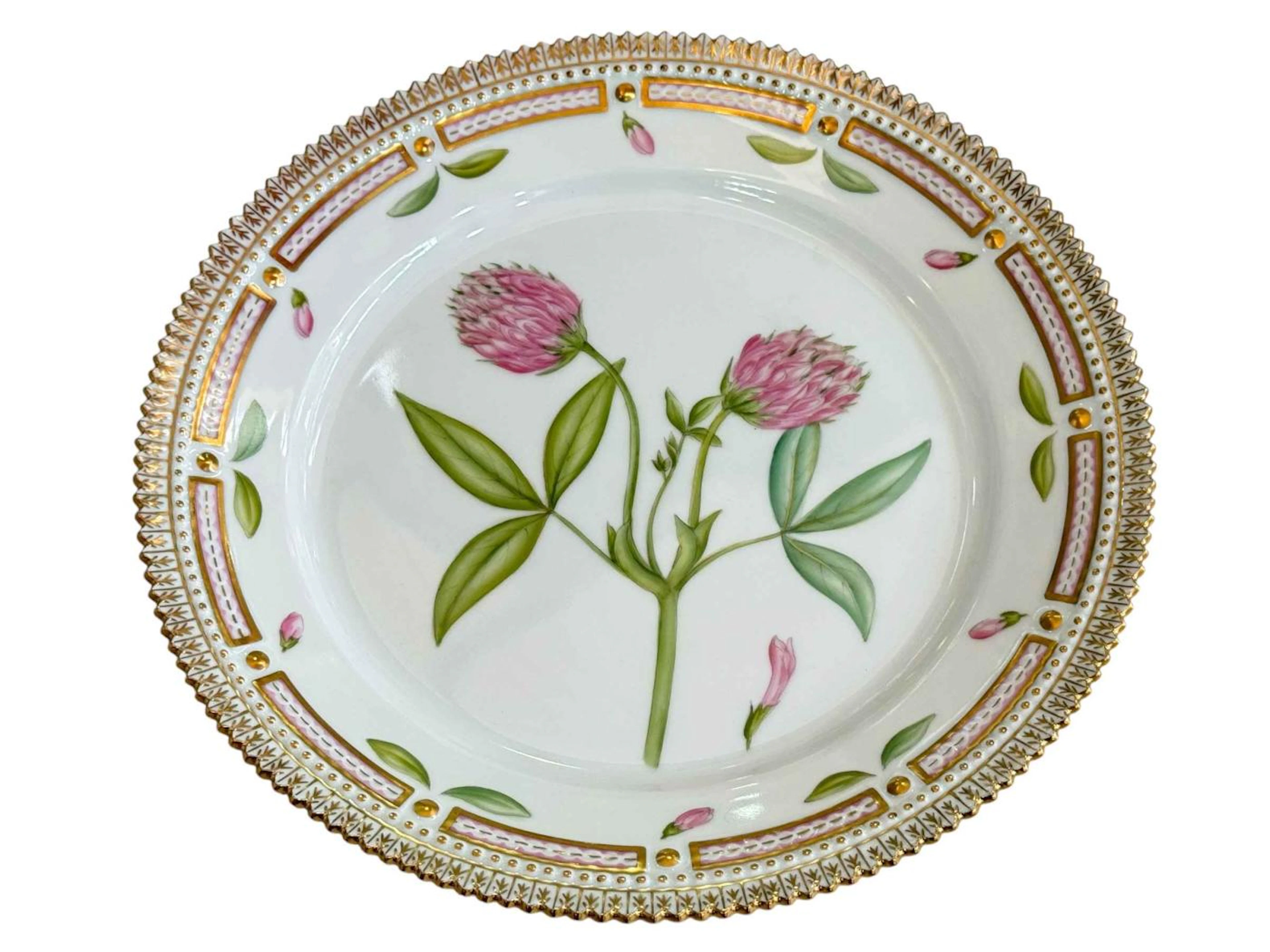 Boxed Royal Copenhagen Flora Danica plate painted with botanical specimen